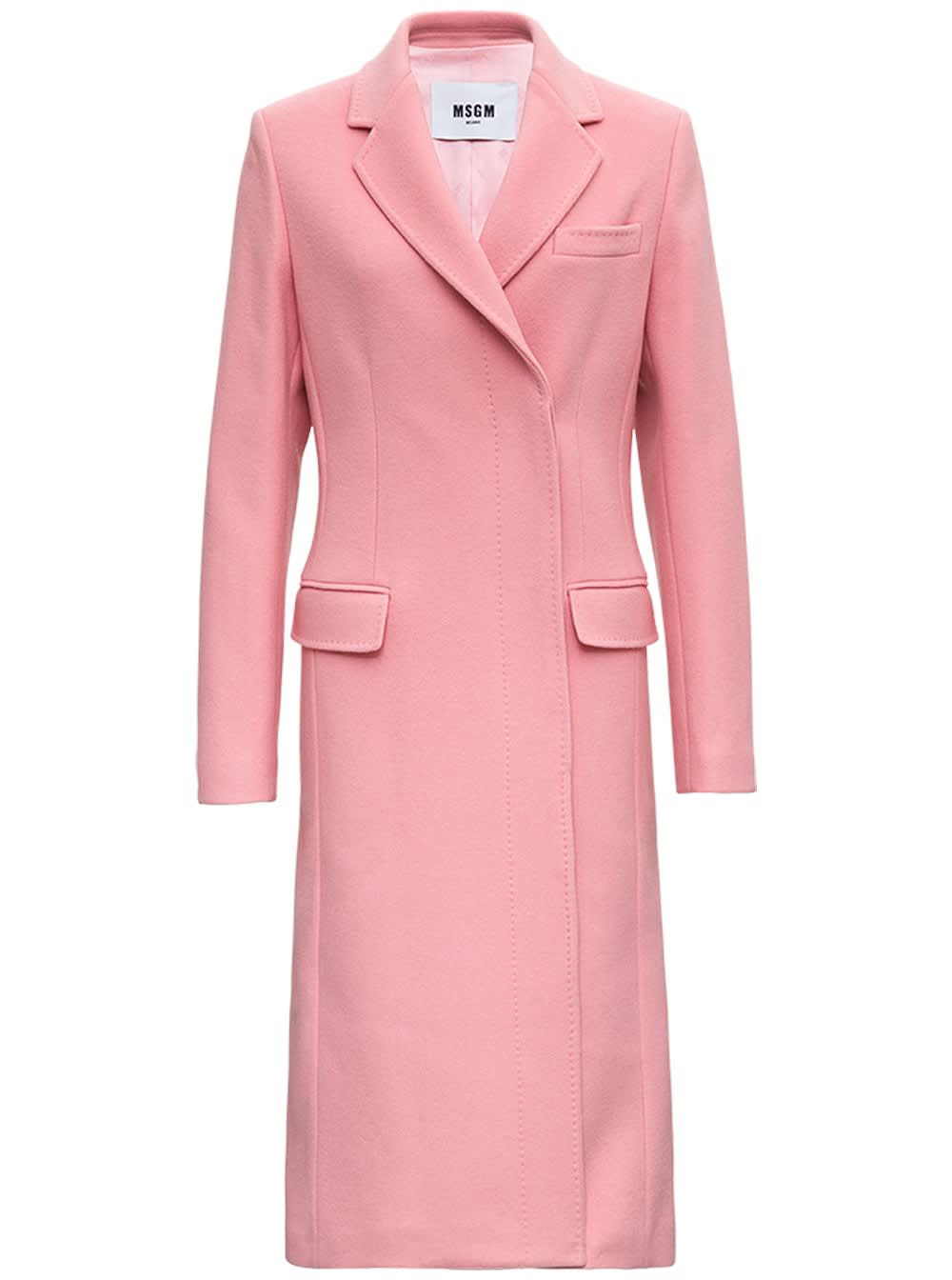 MSGM Pink Wool Long Coat