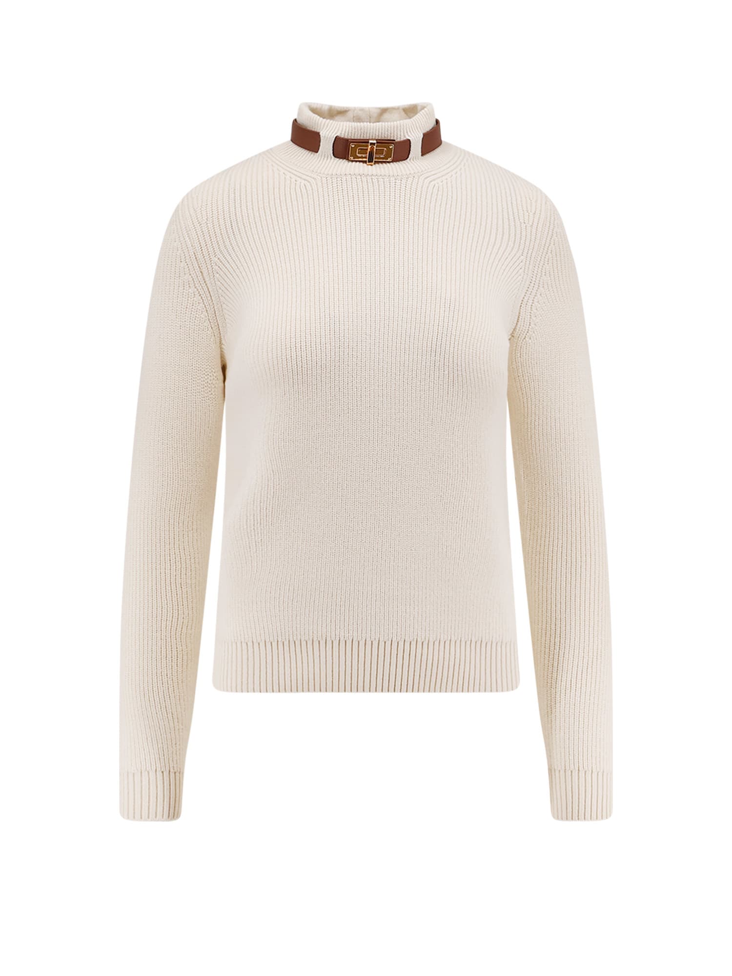 Elisabetta Franchi Wool Blend Sweater In White