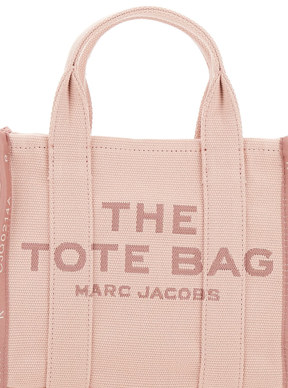 Shop Marc Jacobs Fuchsia The Small Tote Handbag With Jacquard Logo In Cotton Blend Canvas Woman In Pink