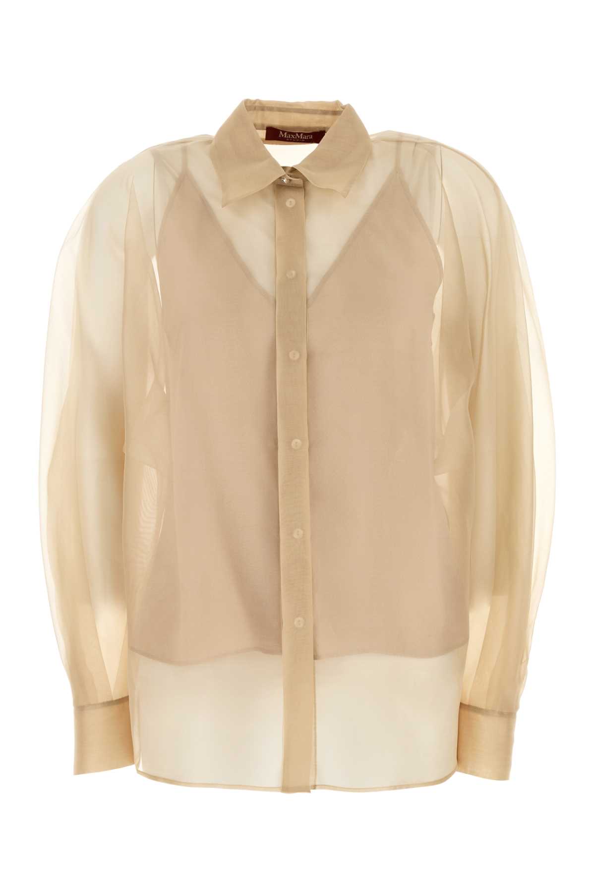 Max Mara Camicia Ovale In Organza Beige  Donna