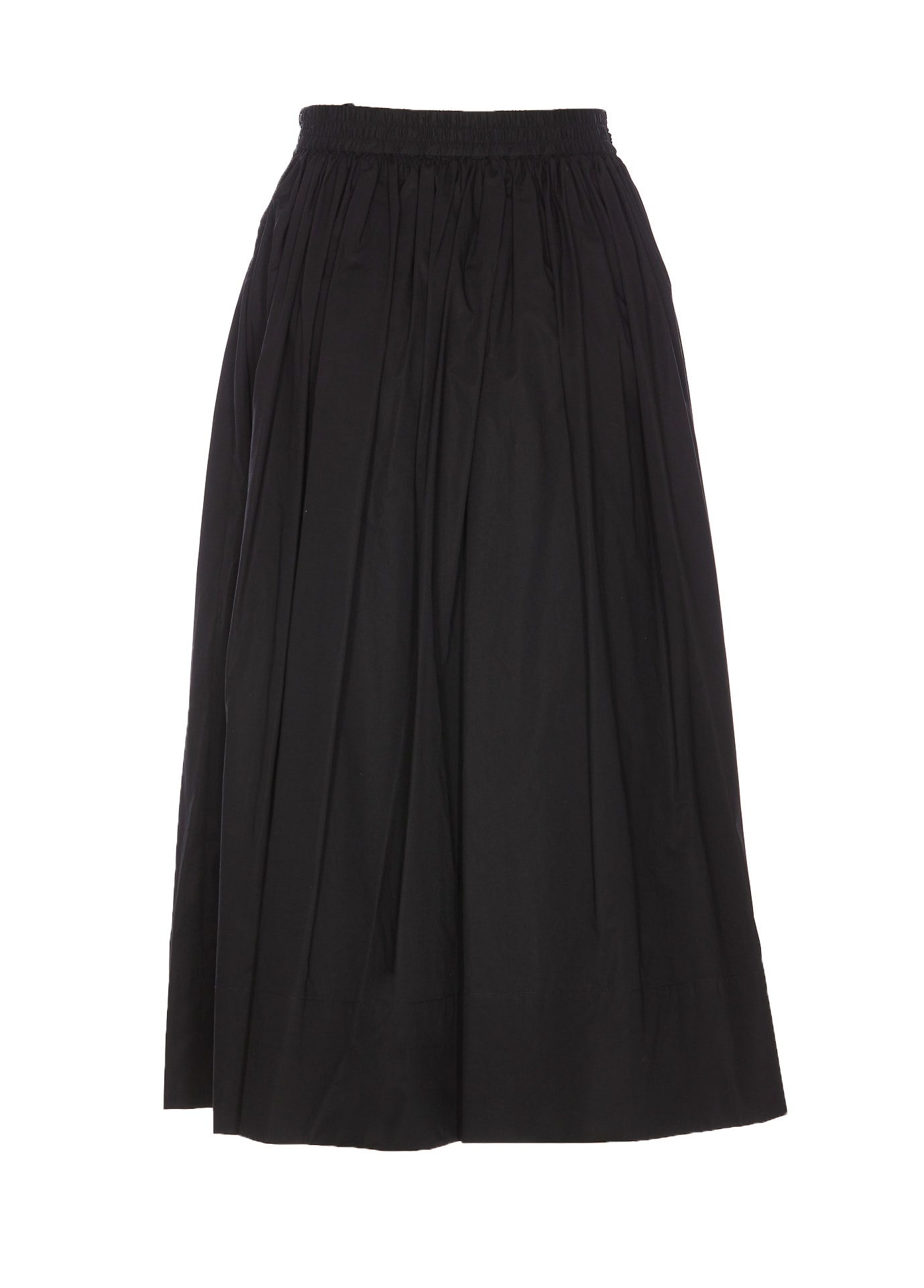 Shop Twinset Popeline Oval-t Longuette Skirt In Black