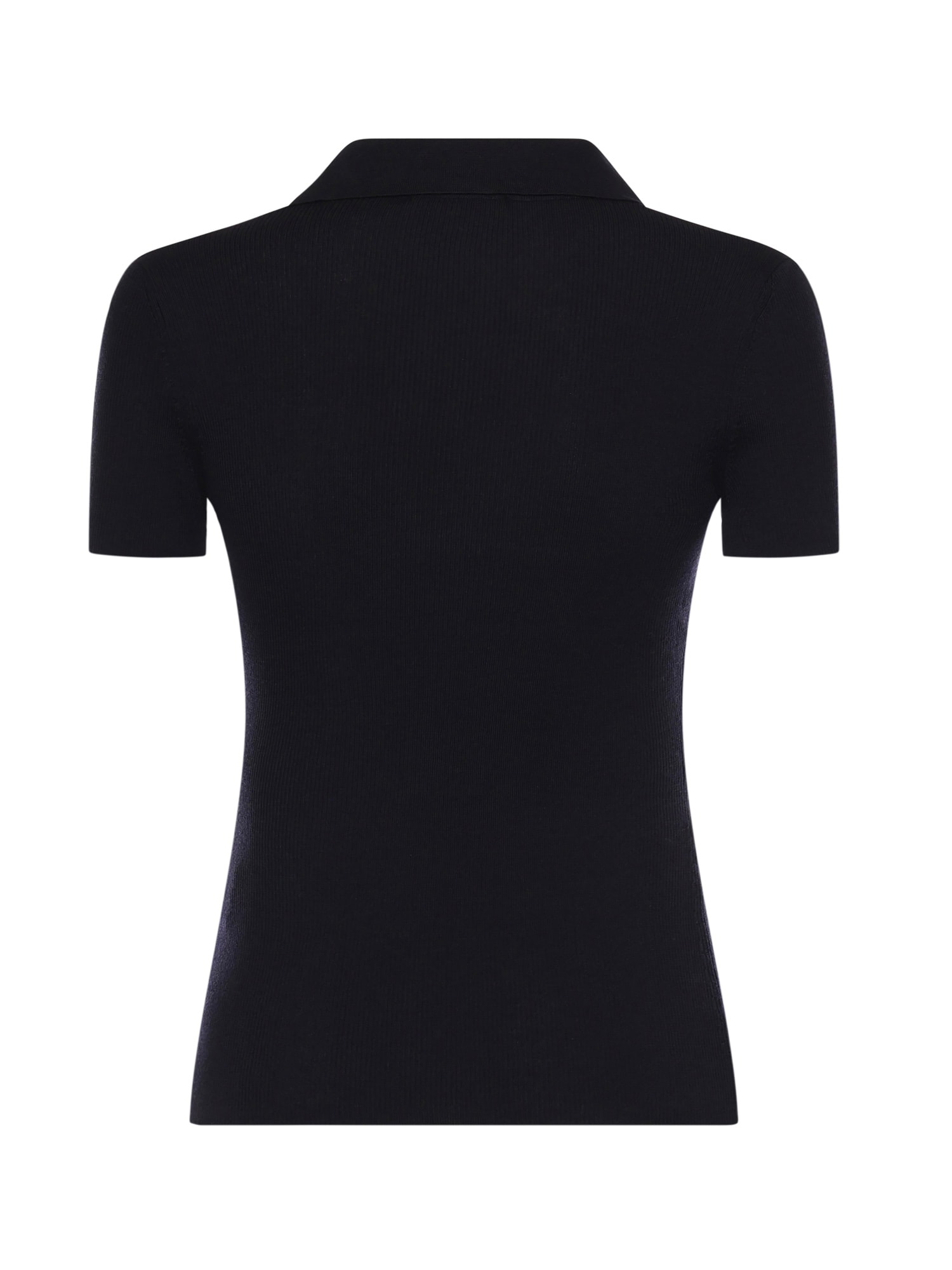 Max Mara Albero Dark Blue Virgin Wool Polo Shirt In Black