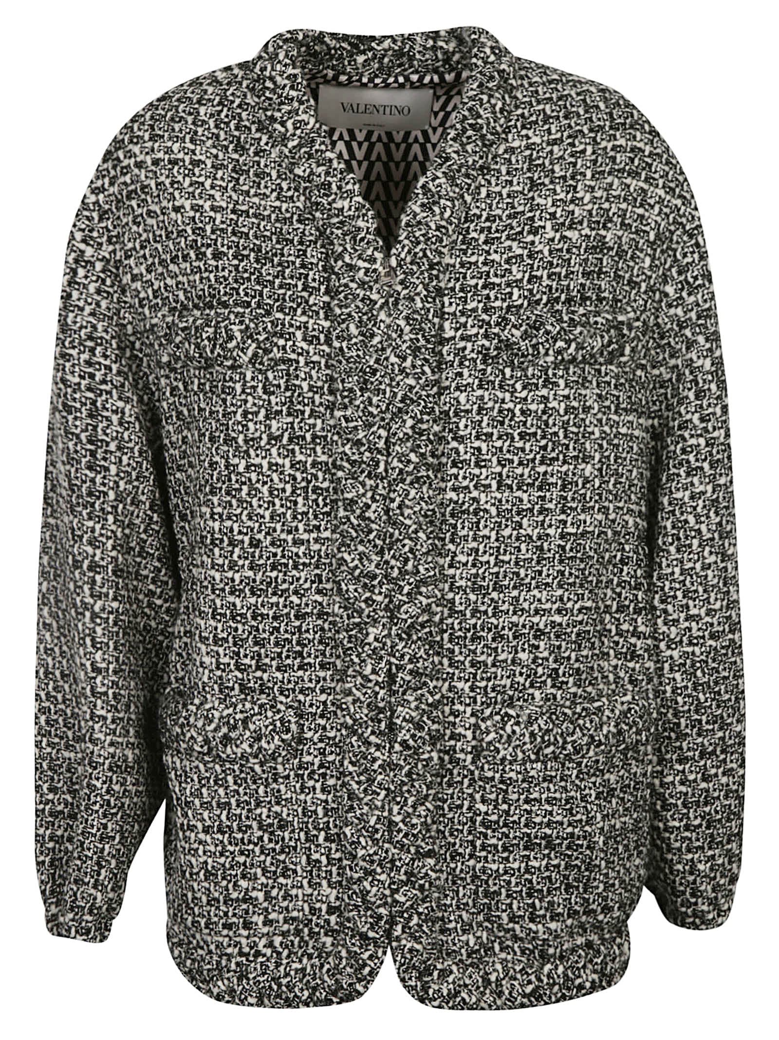 Valentino Ruffle Trimmed Tweed Jacket
