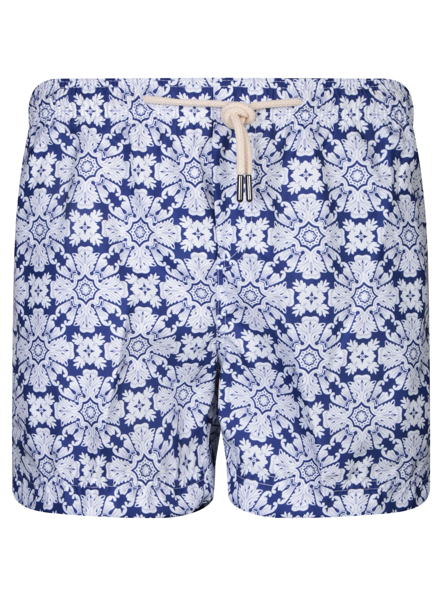 Floral Pattern Swim Shorts White/blue
