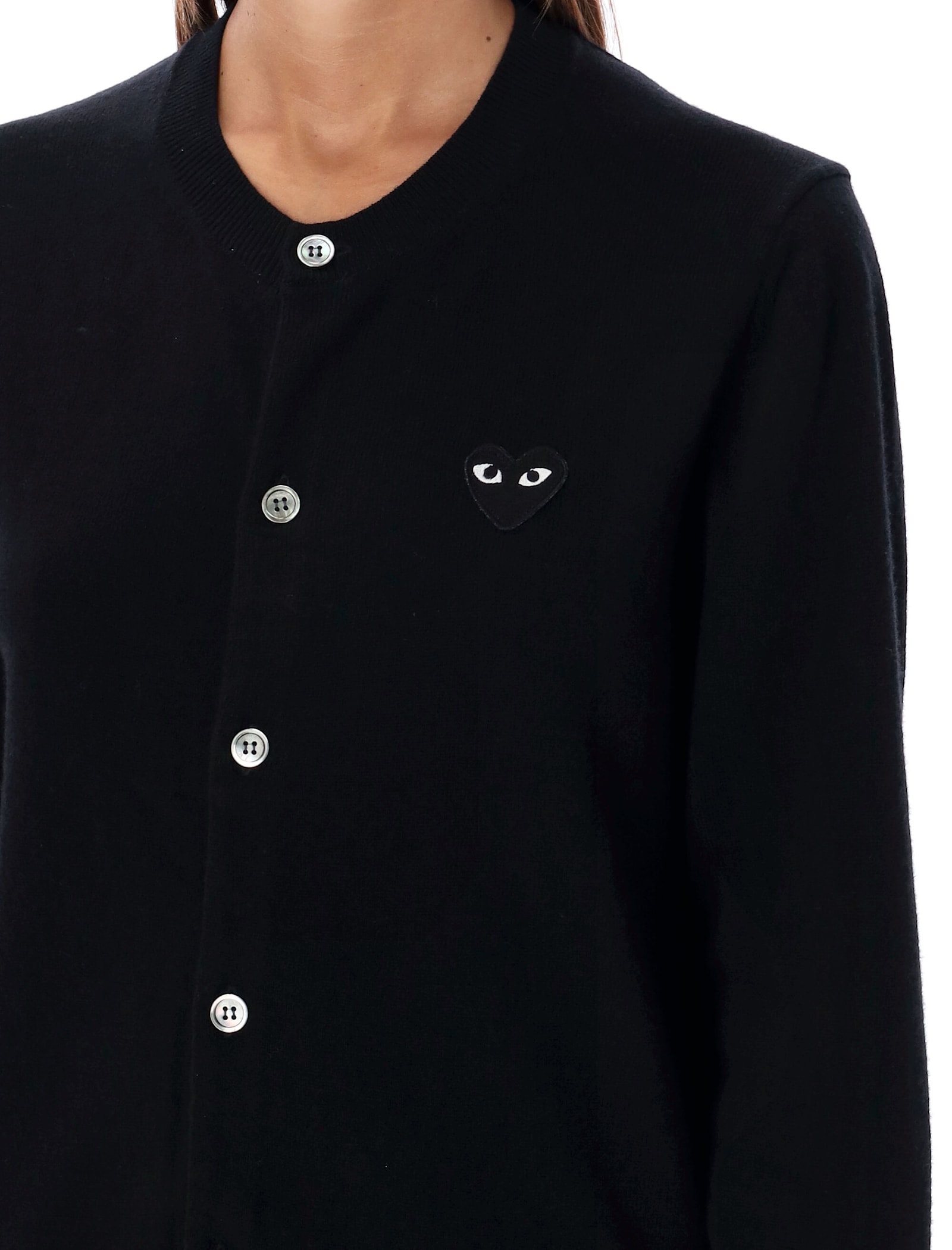 Shop Comme Des Garçons Play Cardigan Black Heart Patch