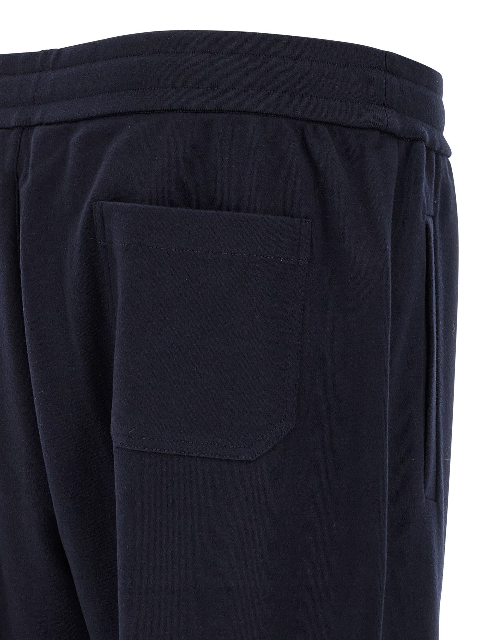 Brioni Cotton And Cashmere Joggers Pants Blue In Black