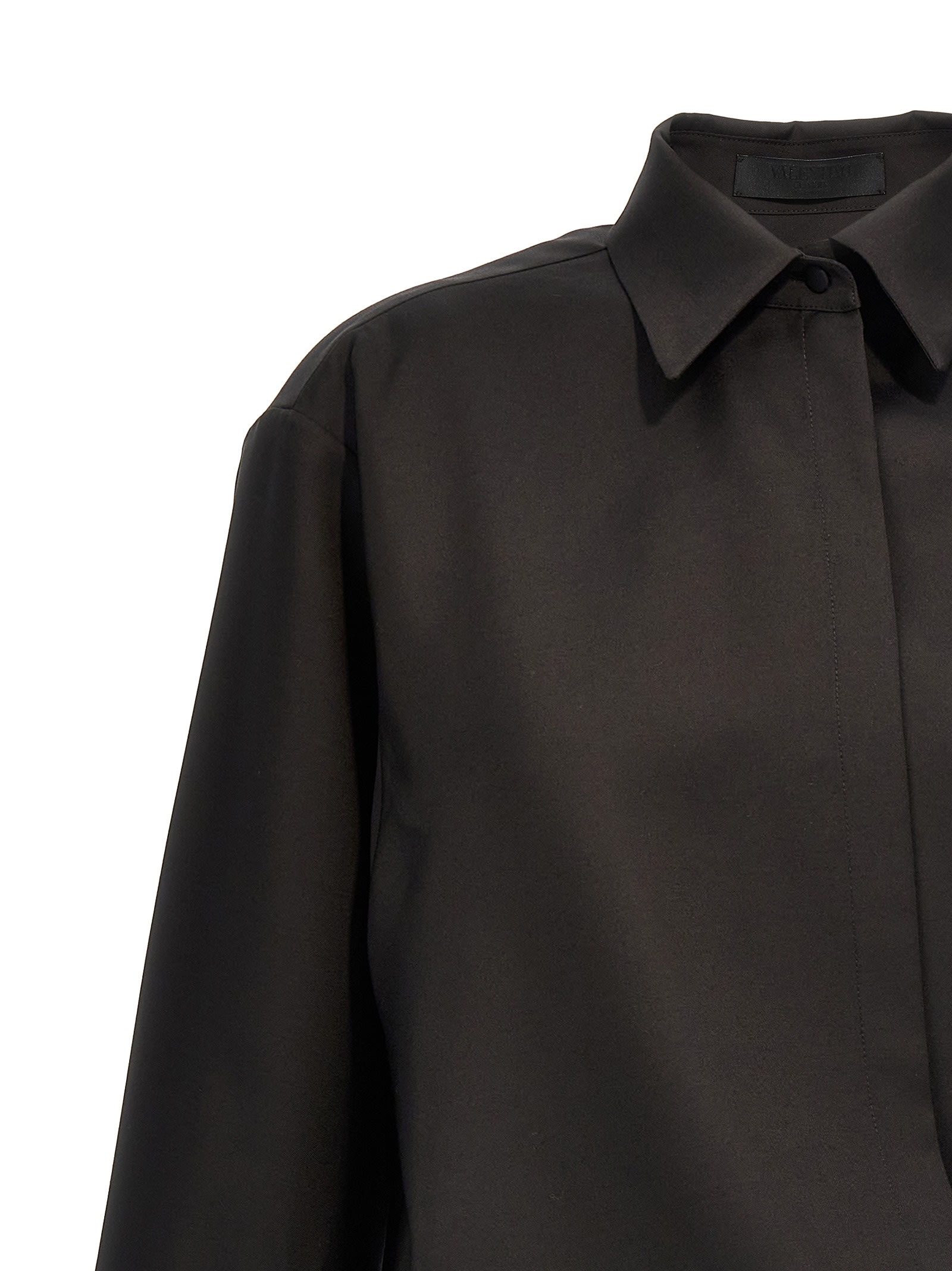 Shop Valentino Techno Light Wool Shirt In Black