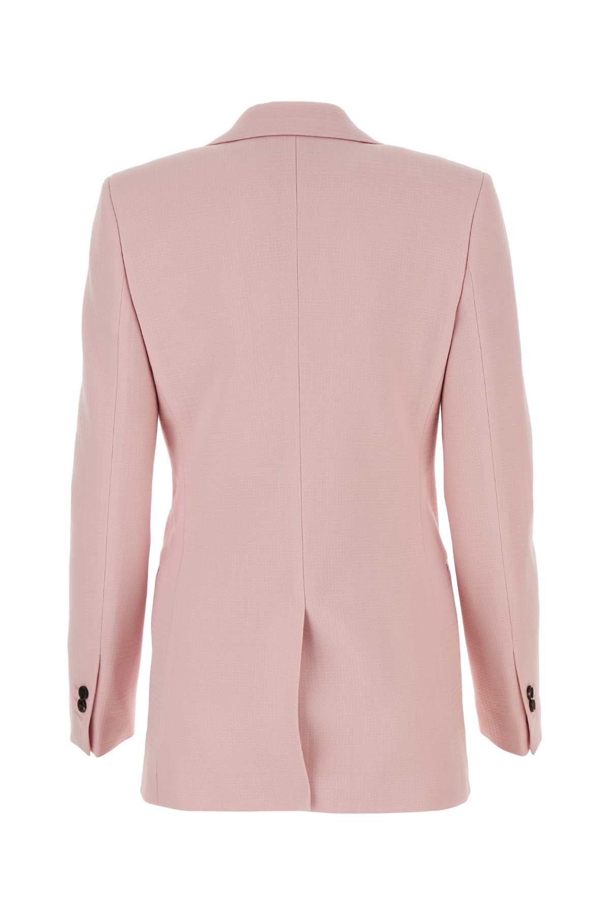 Shop Burberry Pink Wool Blazer In Cameo