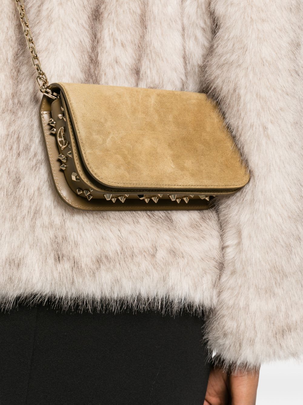 Christian Louboutin Paloma Suede Leather Clutch In Brown