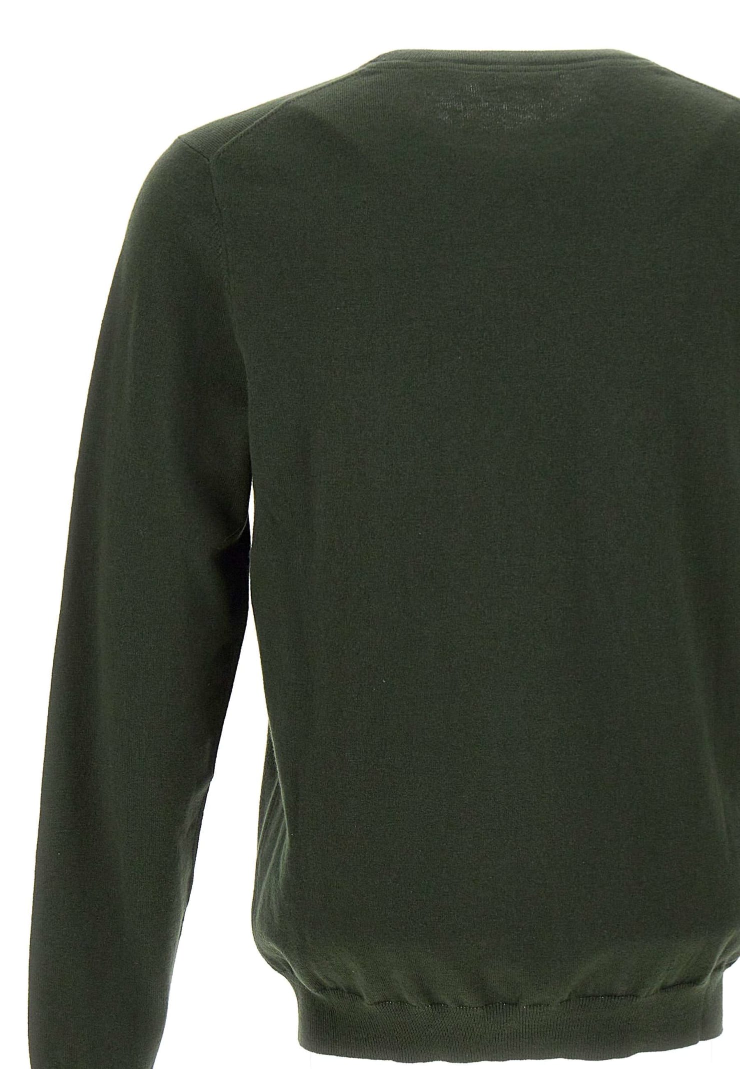 Shop Sun 68 Round Double Cotton And Wool Pullover Sweater In Militare