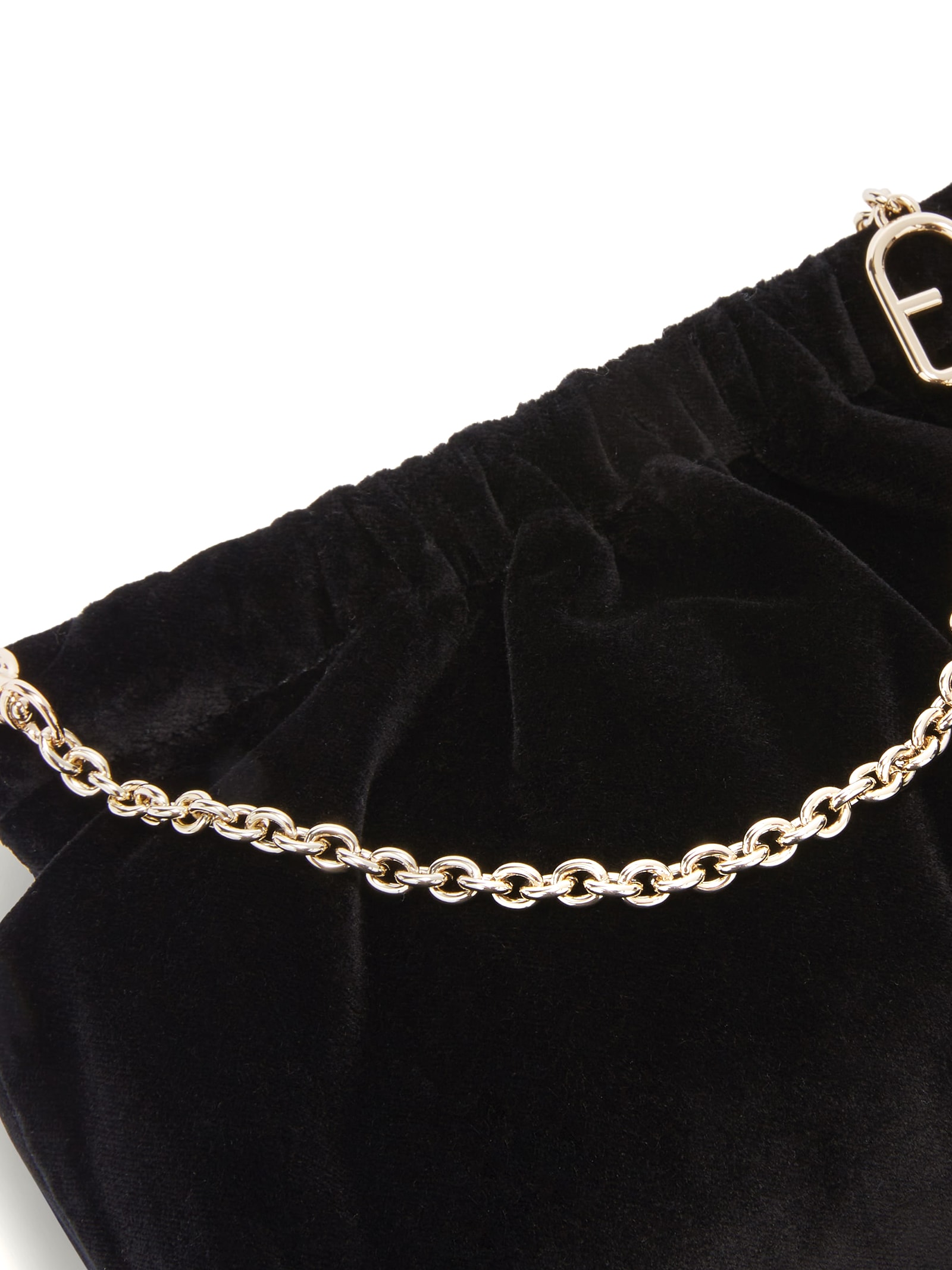 Shop Furla Black Clutch With Chain Shoulder Strap In Nero