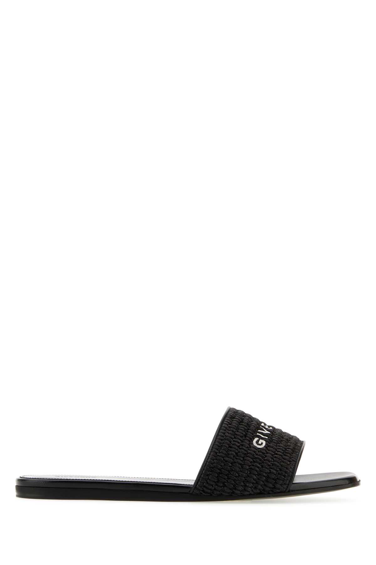 Shop Givenchy Black Raffia 4g Slippers In Black/white