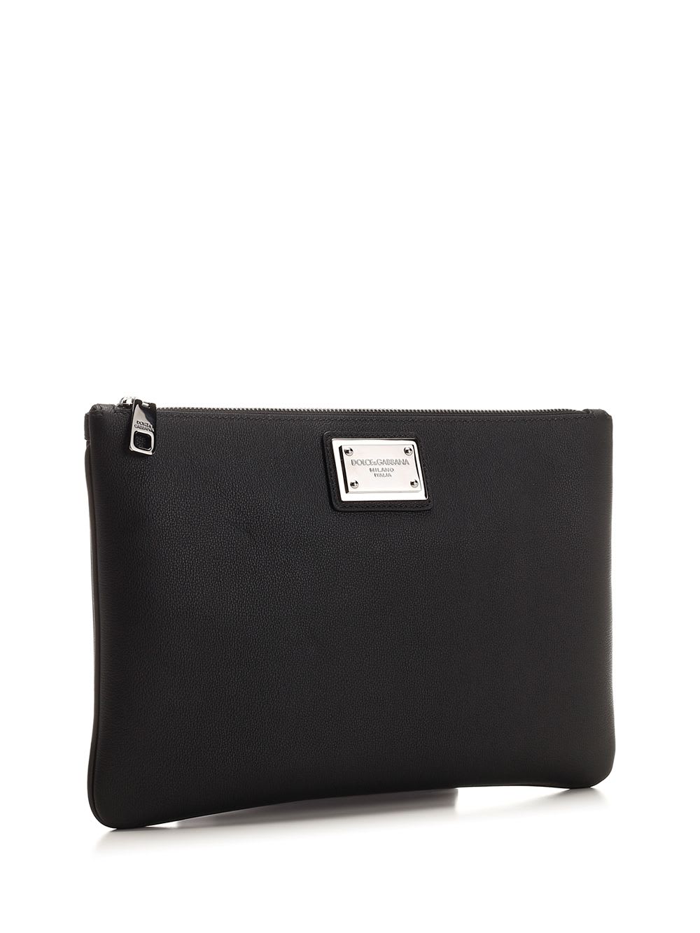 Shop Dolce & Gabbana Logo Plaque Clutch In Black