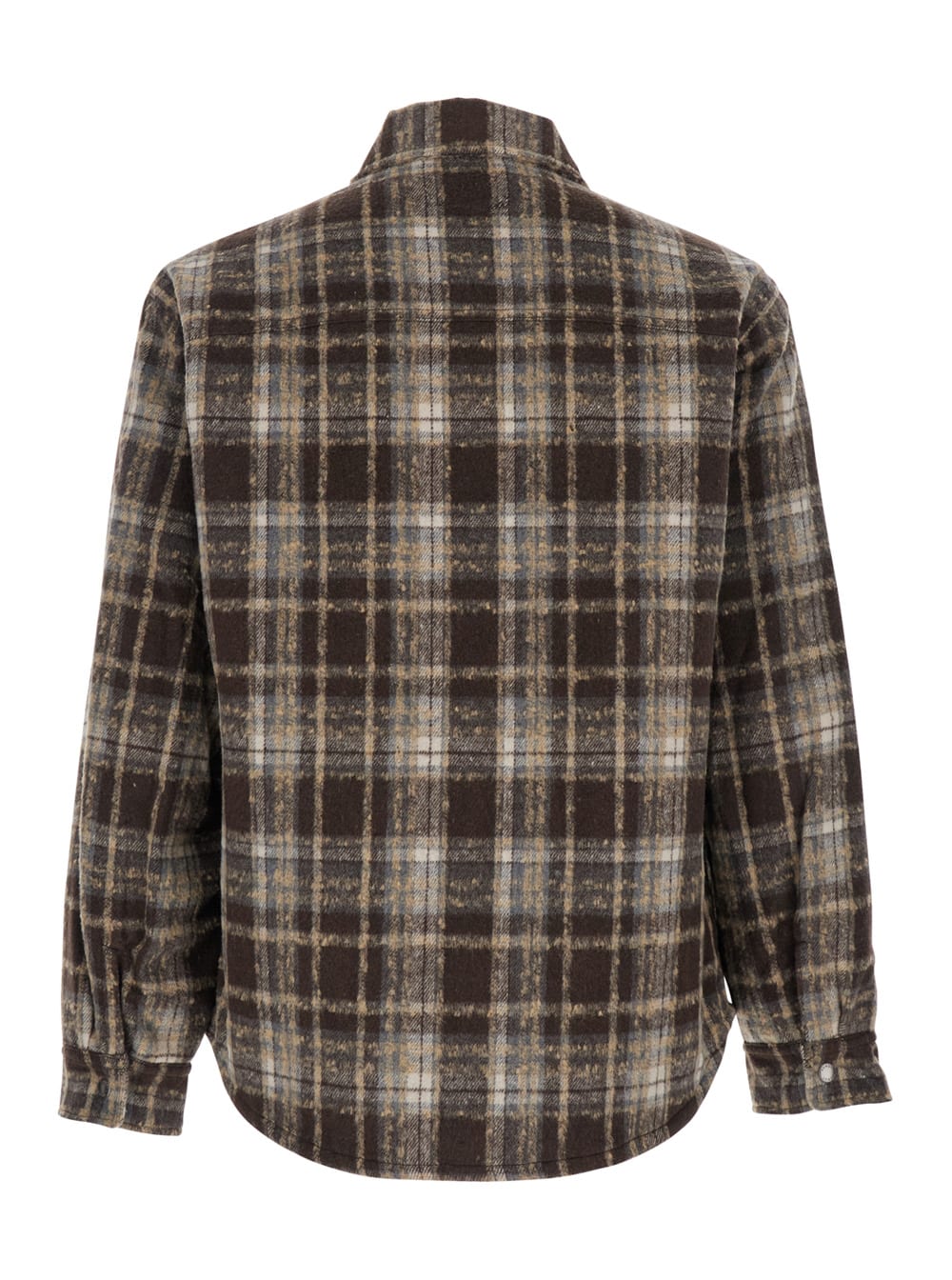 Dunst Unisex Quilted Check Flannel Shirt In Brown