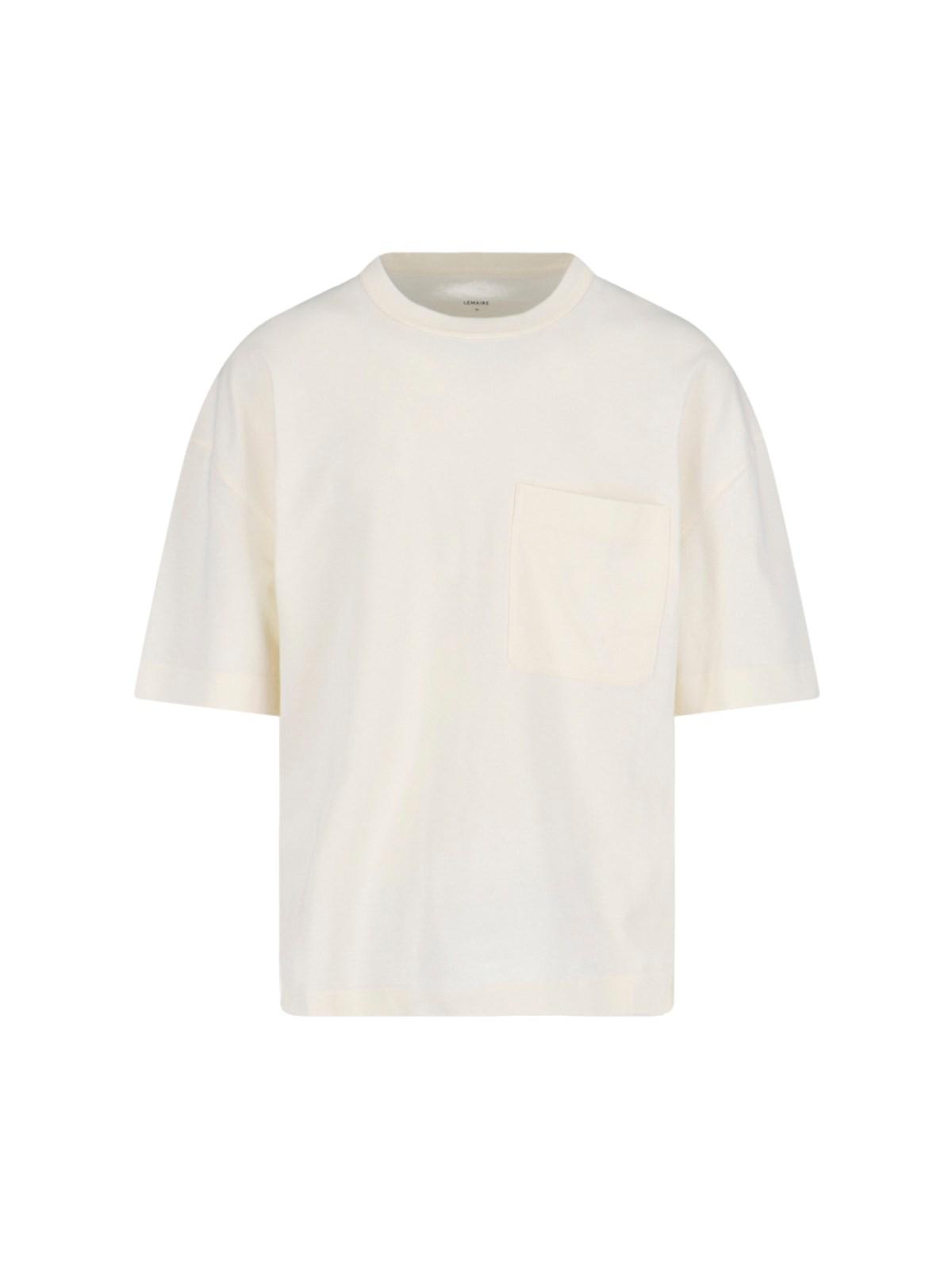 Shop Lemaire Cropped T-shirt With Pocket In White