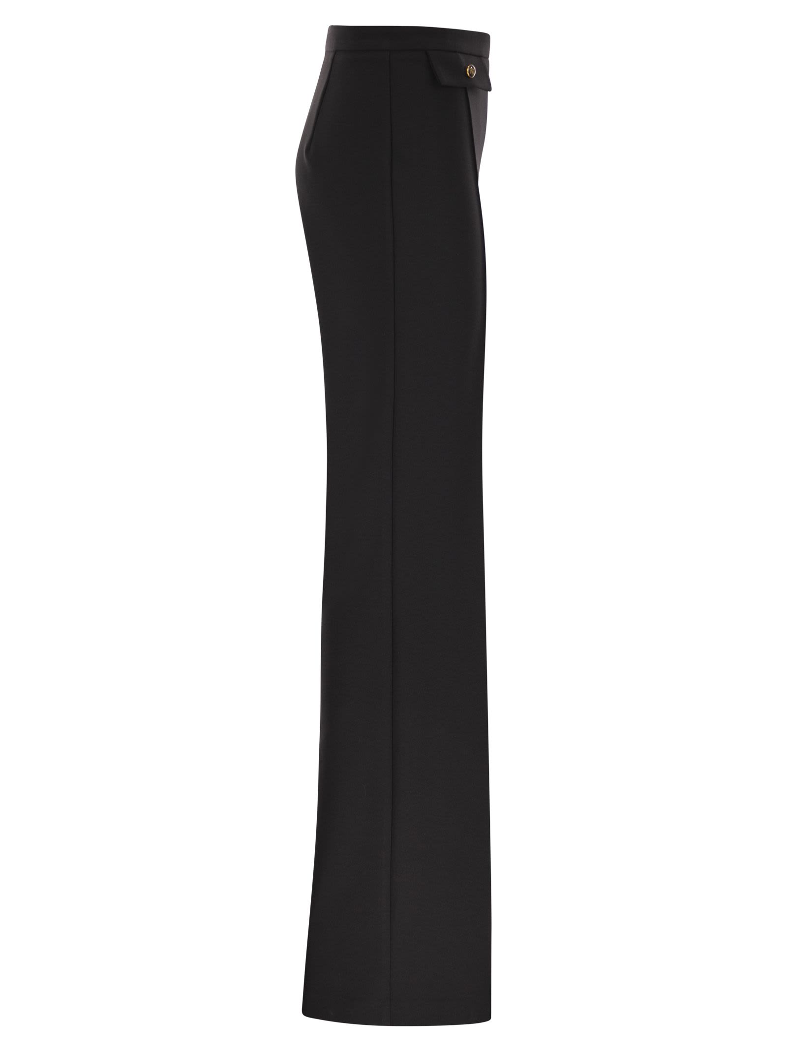 Elisabetta Franchi Double Crepe Trousers In Black