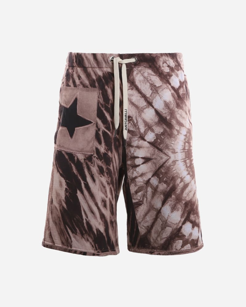 Just Cavalli Stretch Cotton Shorts With All-over Graphic Print