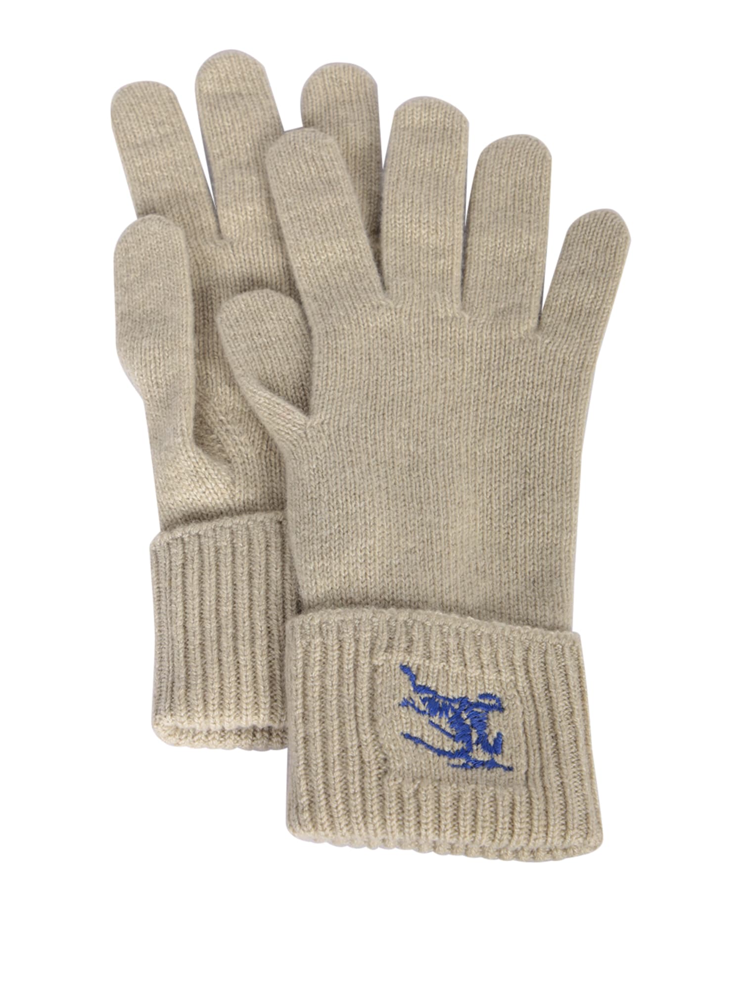 Shop Burberry Cashmere-blend Sage Green Gloves