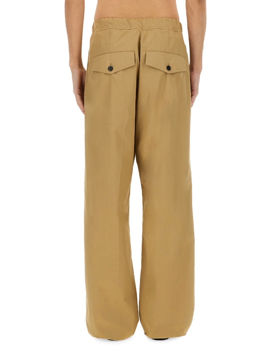 Dries Van Noten Cotton Trousers With Elastic Waistband And Pockets In Beige