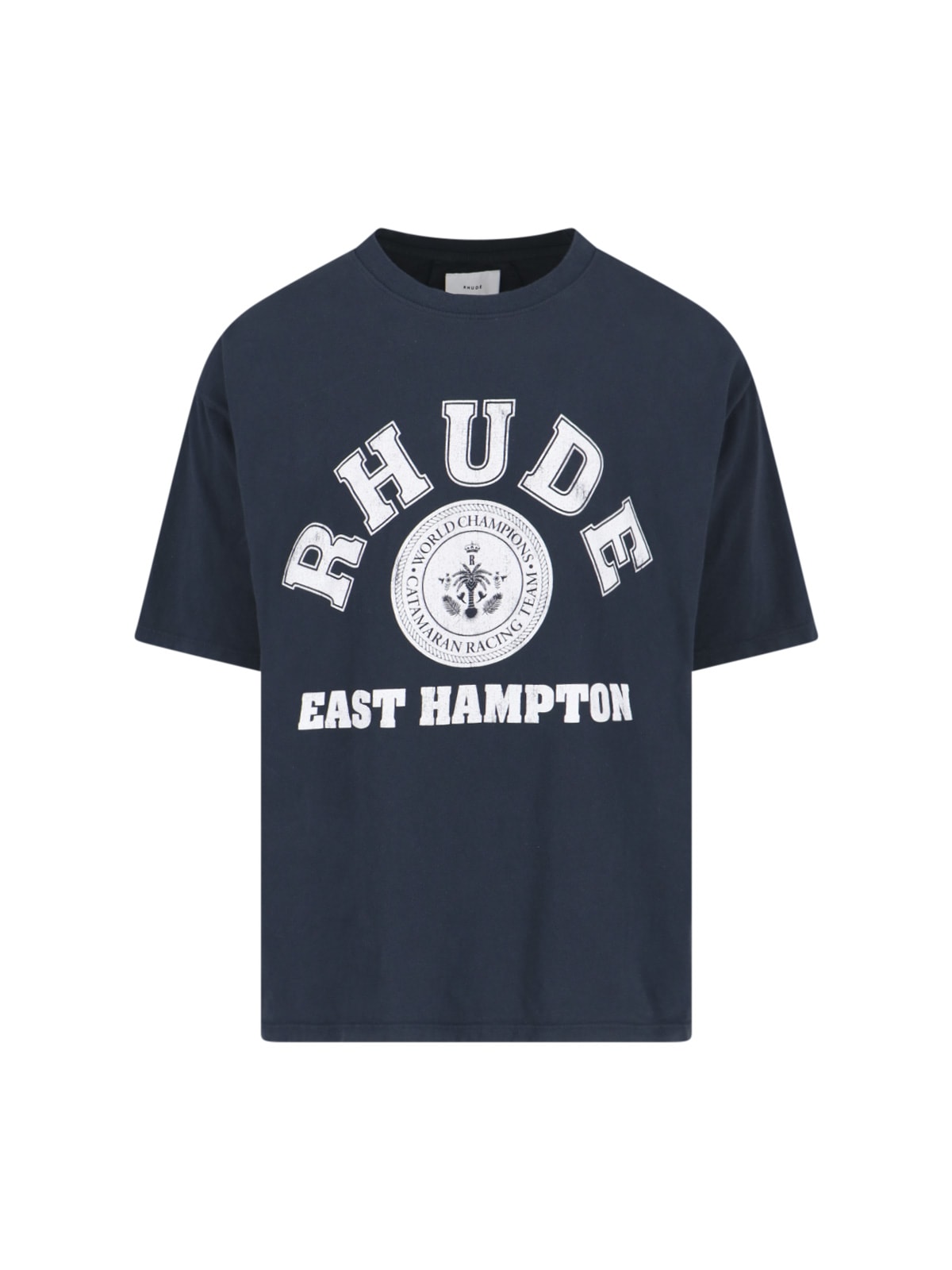 Shop Rhude Logo T-shirt In Blue