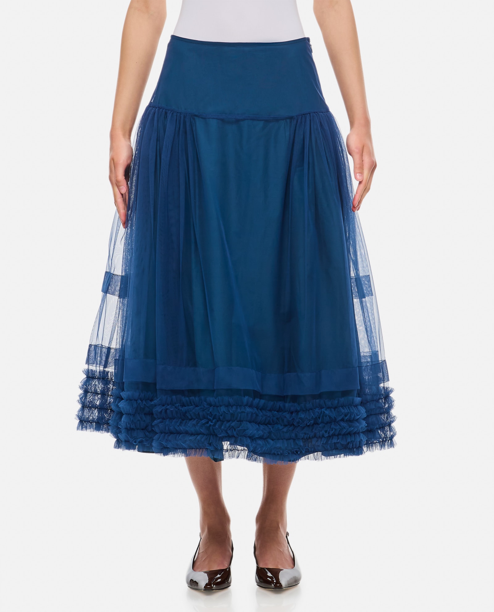 Molly Goddard Uma Midi Skirt In Blue