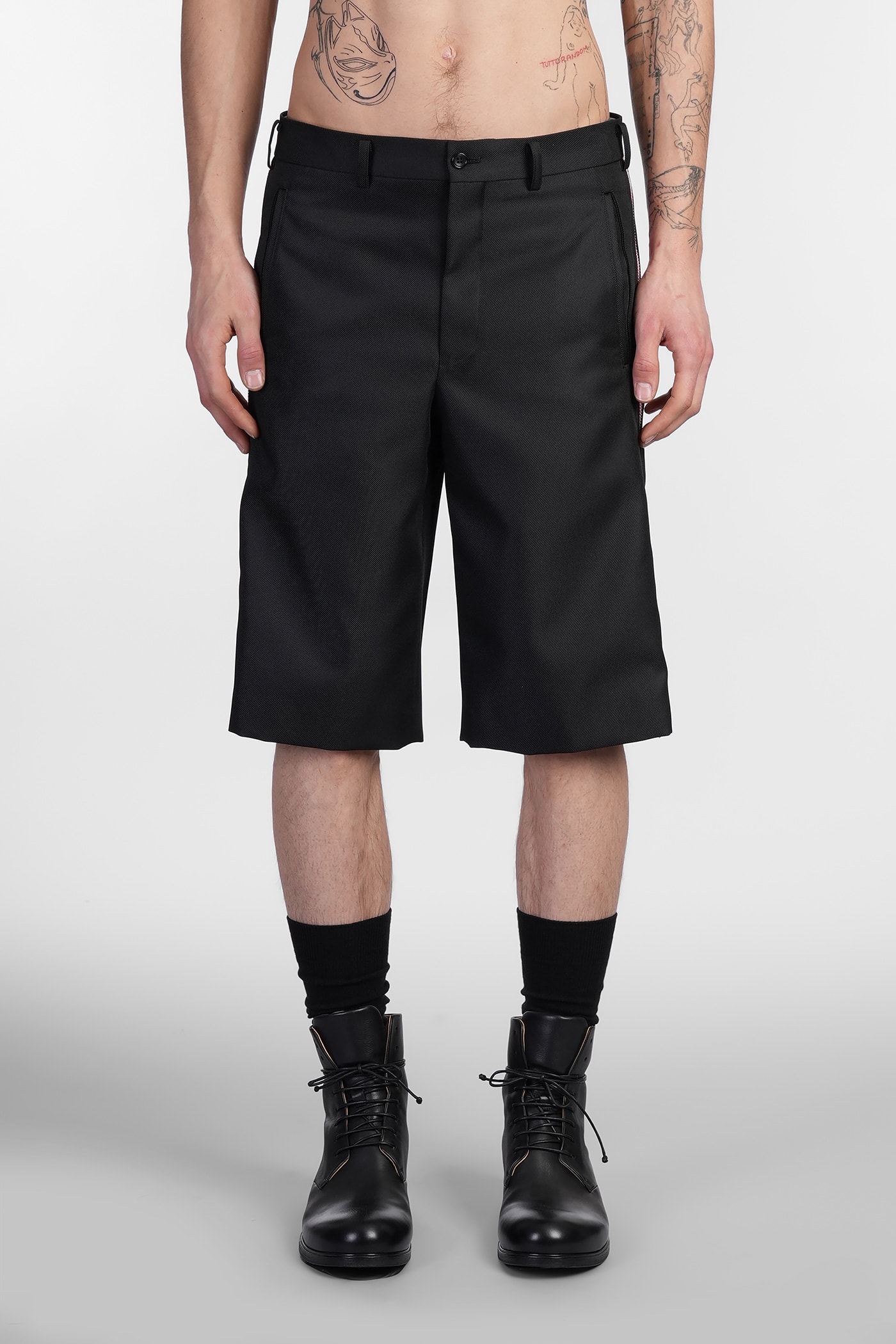 Comme Des Garçons Homme Deux Shorts In Black Polyester