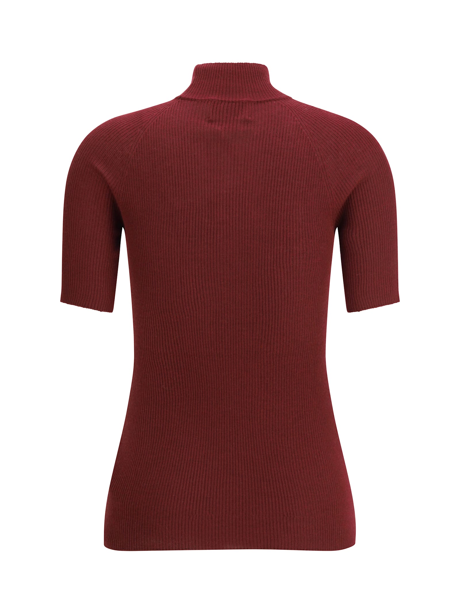 Sa Su Phi Ribbed Knit Top In Burgundy