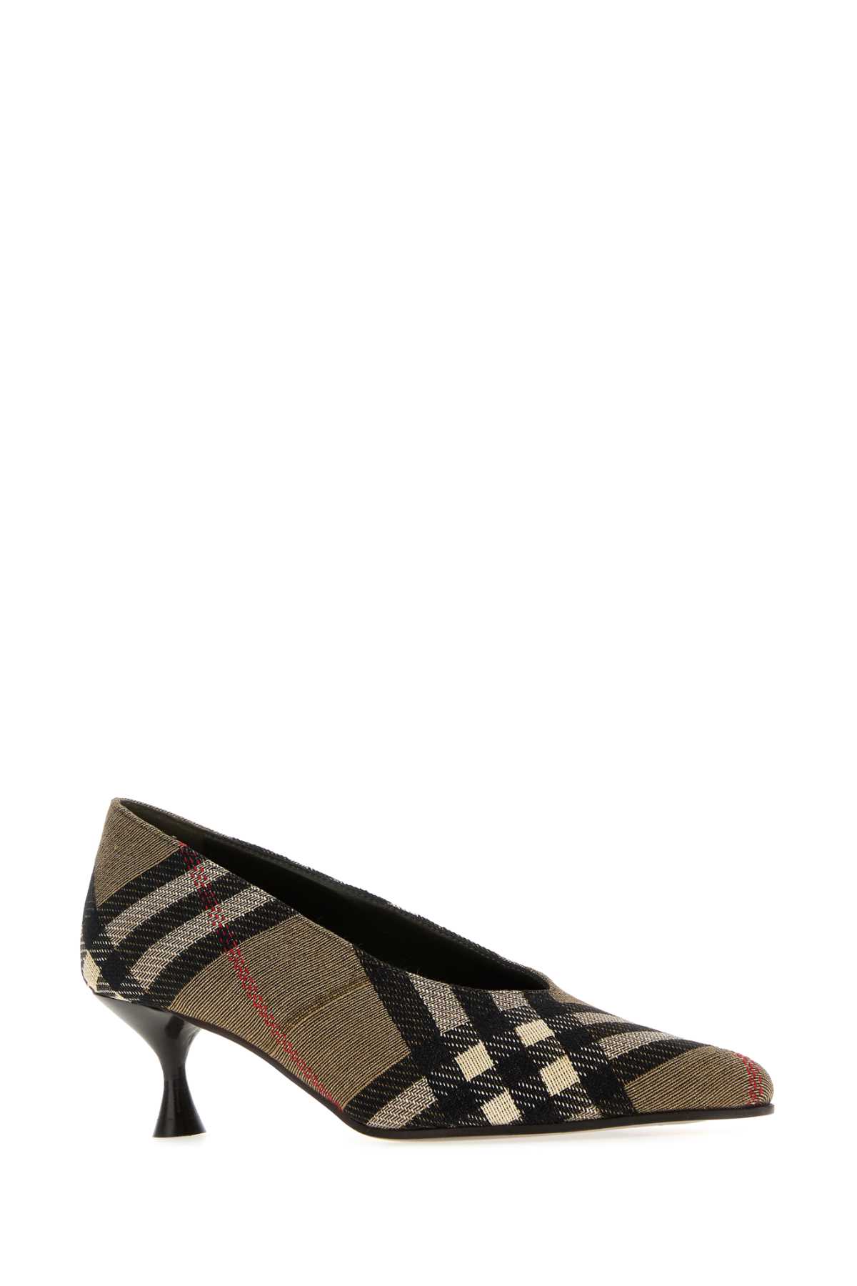 Burberry Checked Kitten Heel Pointed Toe Pumps In Multi