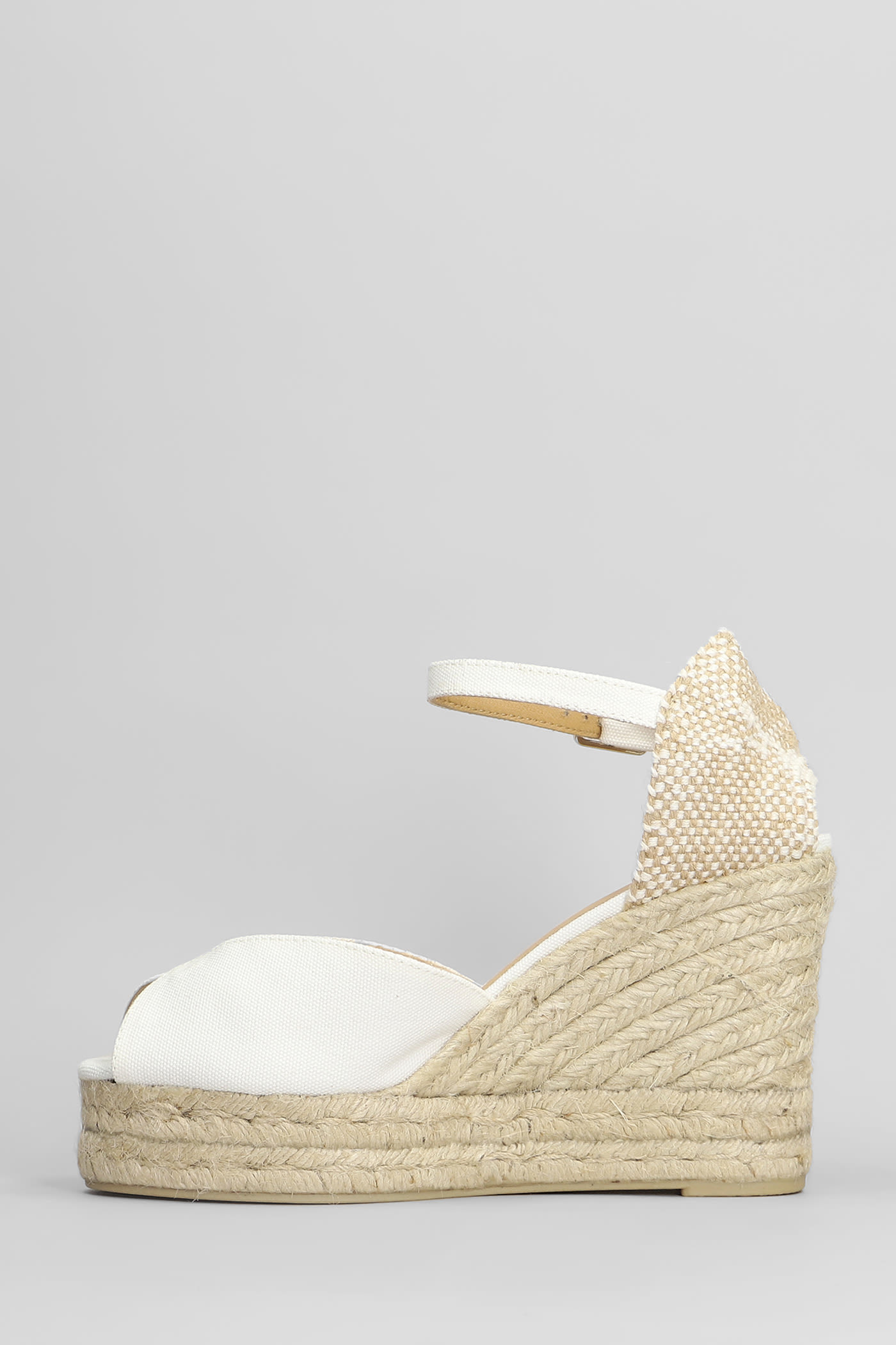 CASTAñER BIANCA-8ED-001 WEDGES IN WHITE CANVAS