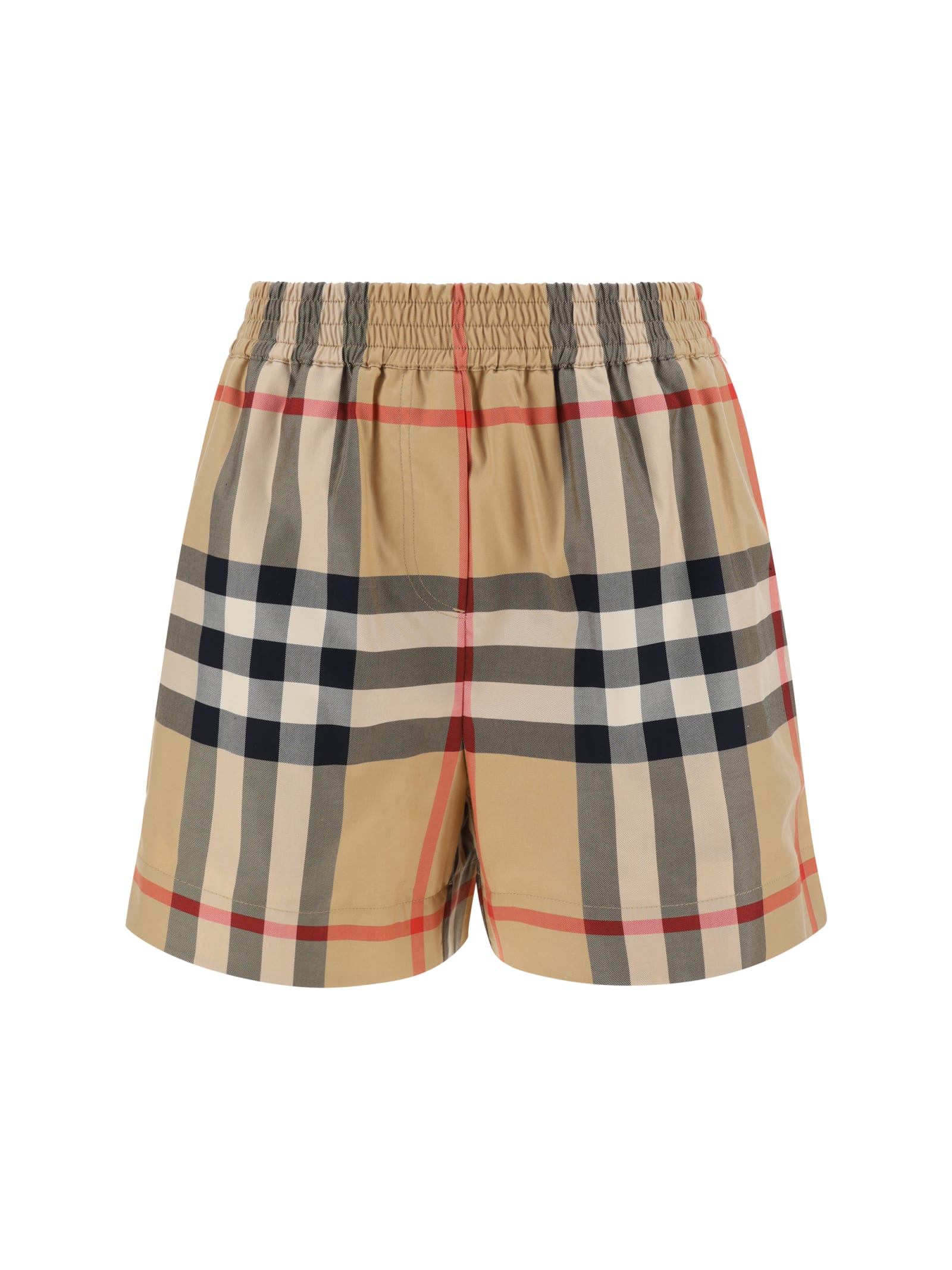 Shop Burberry Embroidered Cotton Shorts In Archive Beige Ip Chk