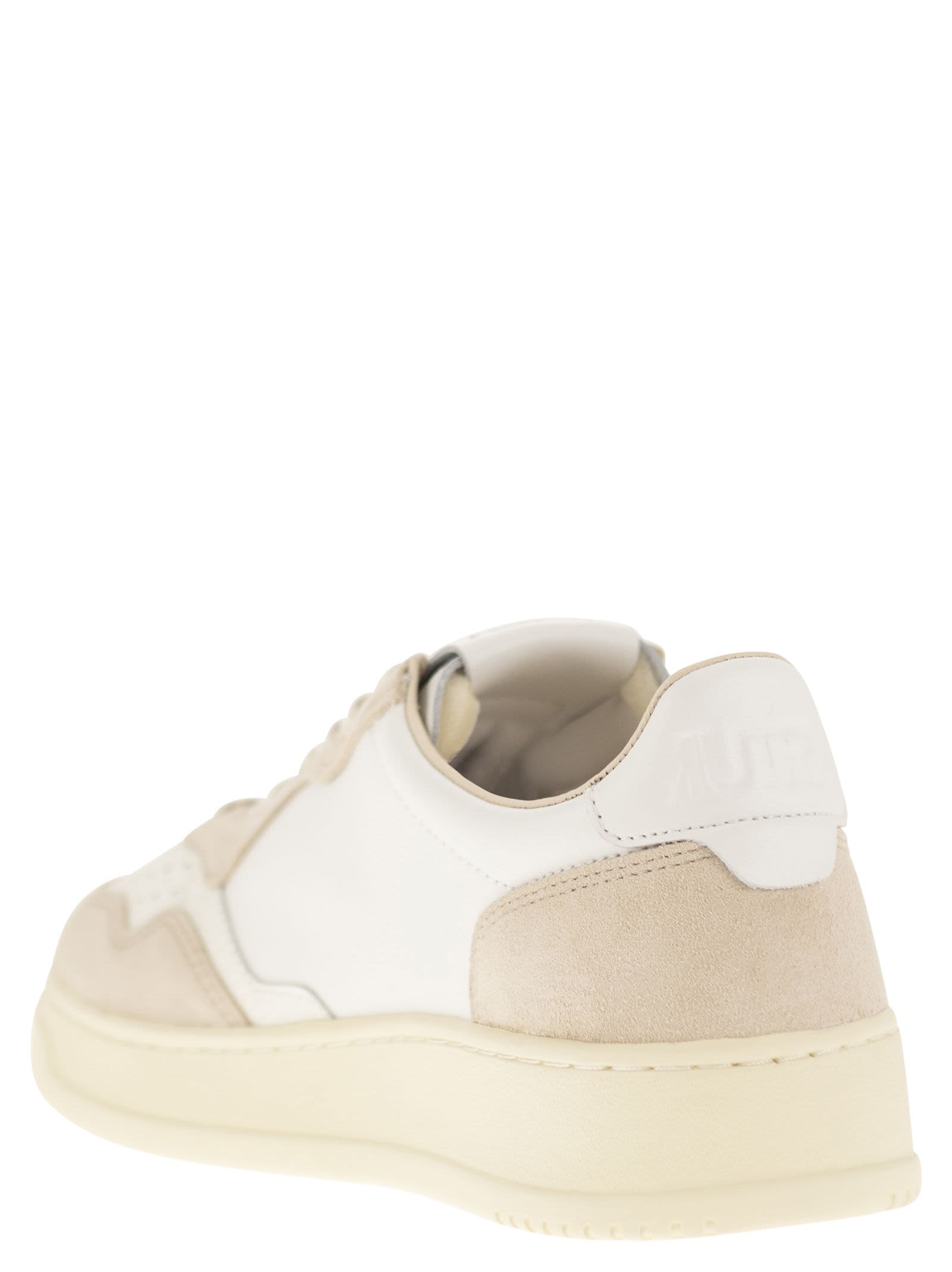 Shop Autry Medalist Low - Leather And Suede Sneakers In White Sand