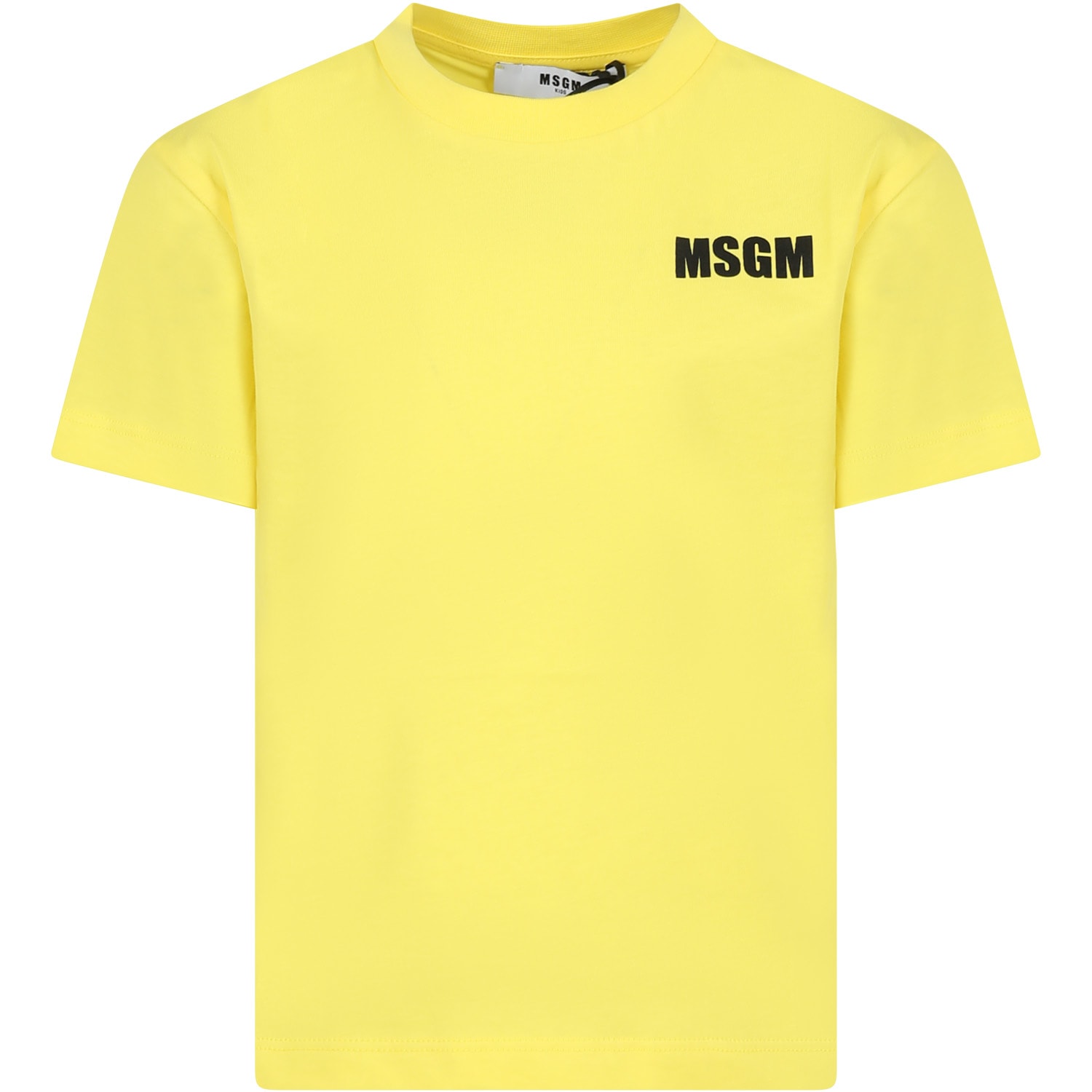 Shop Msgm Yellow T-shirt For Kids With Logo