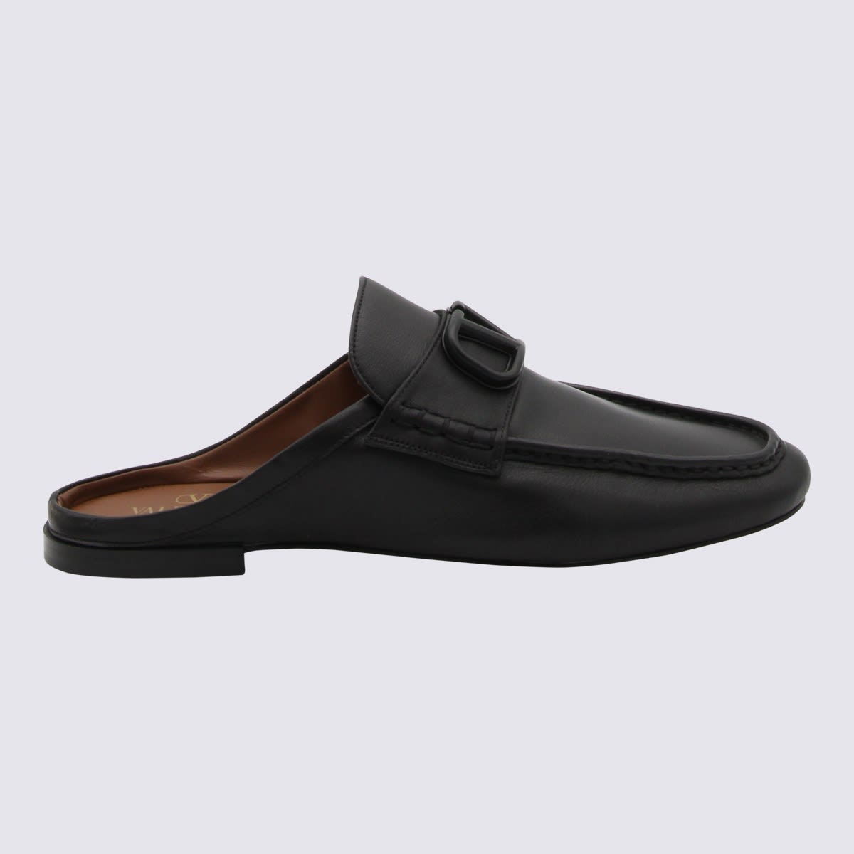 Shop Valentino Black Leather Flat