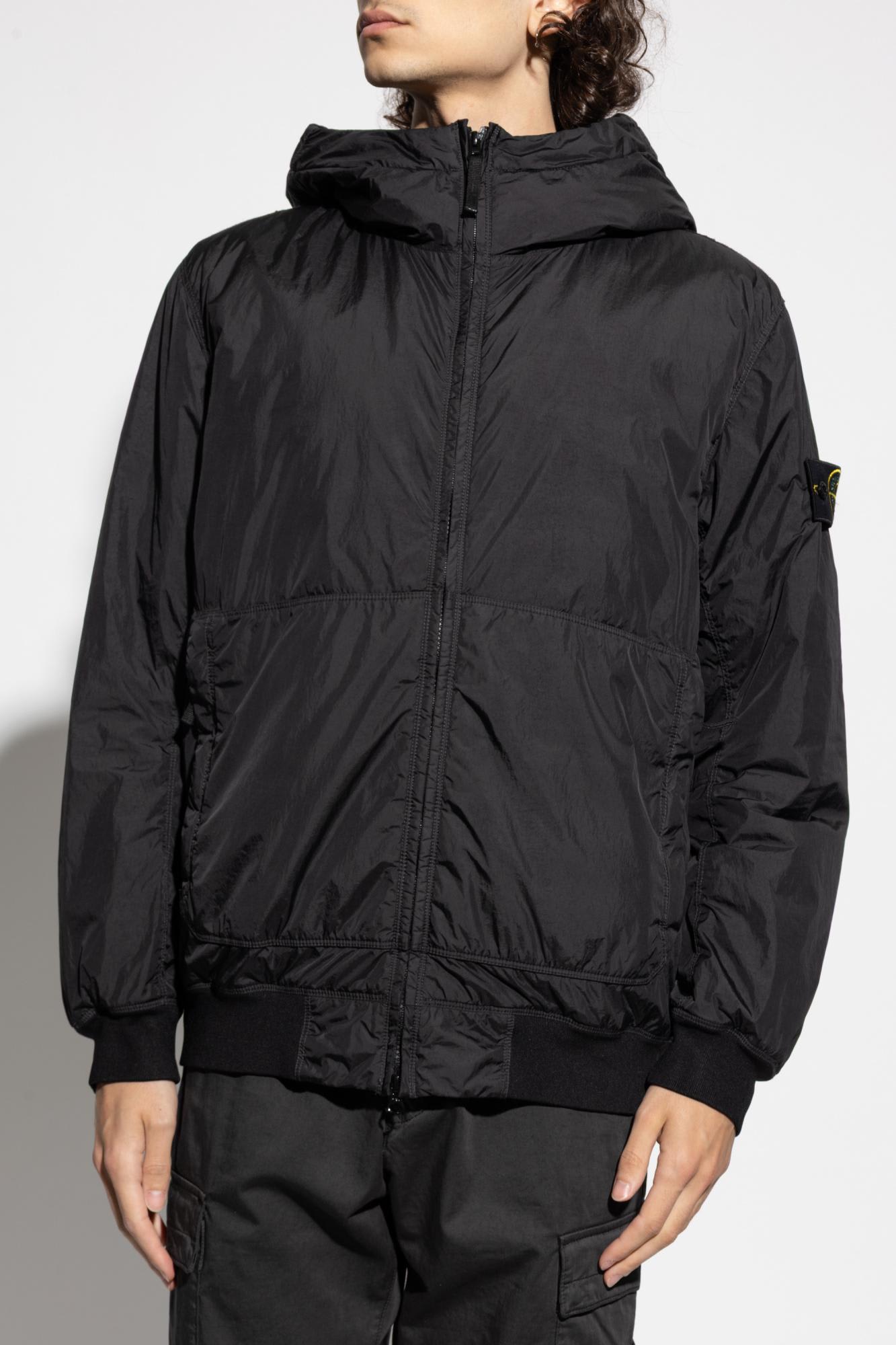 Stone Island Technical Fabric Hooded Jacket In Black