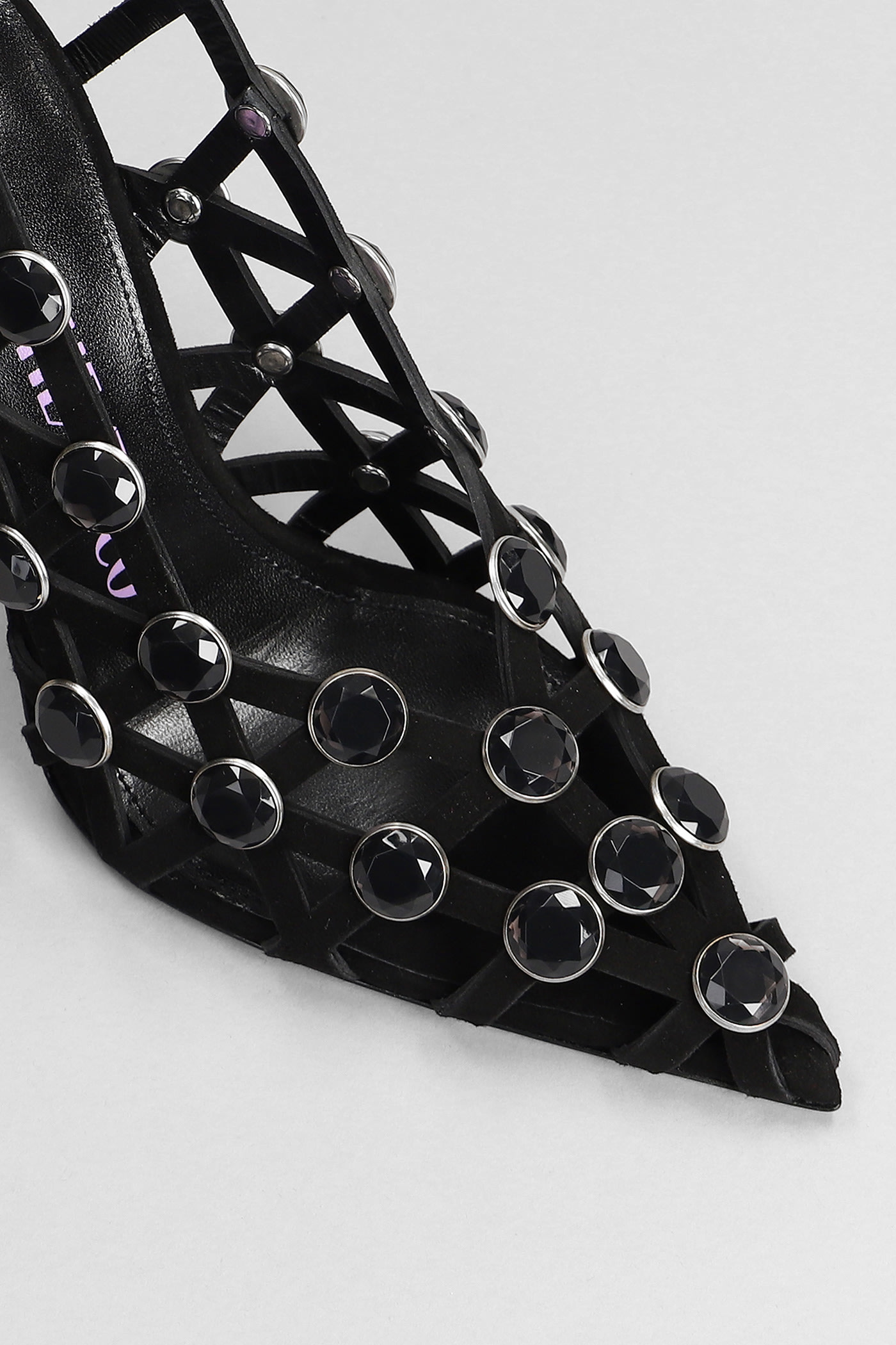 Shop Attico Grid Sandals In Black Suede