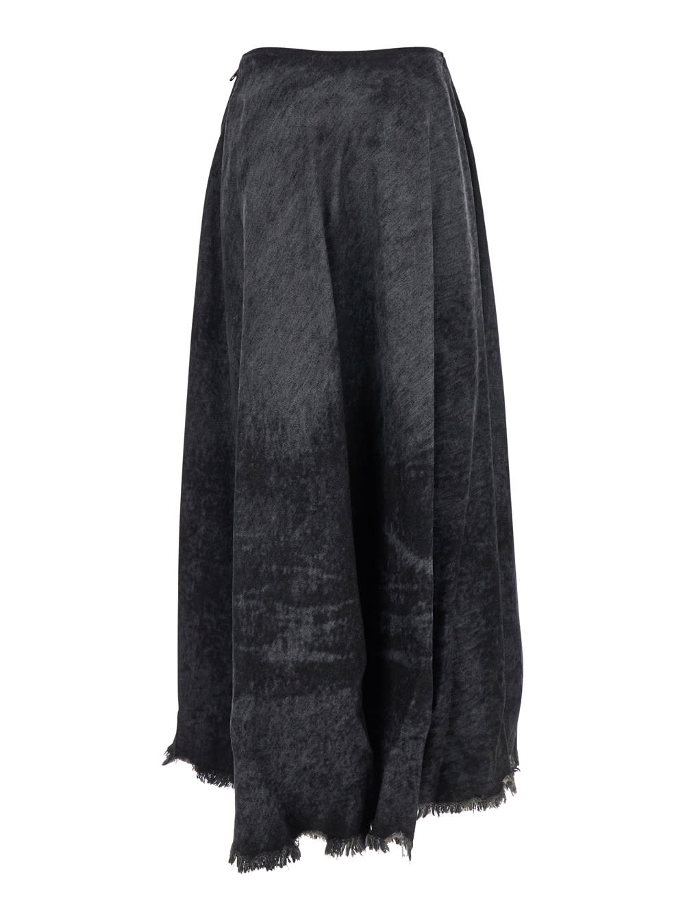 Diesel Grey Skirt With Oval D Logo Plaque And Frayed Edges In Cotton Blend Woman In Black