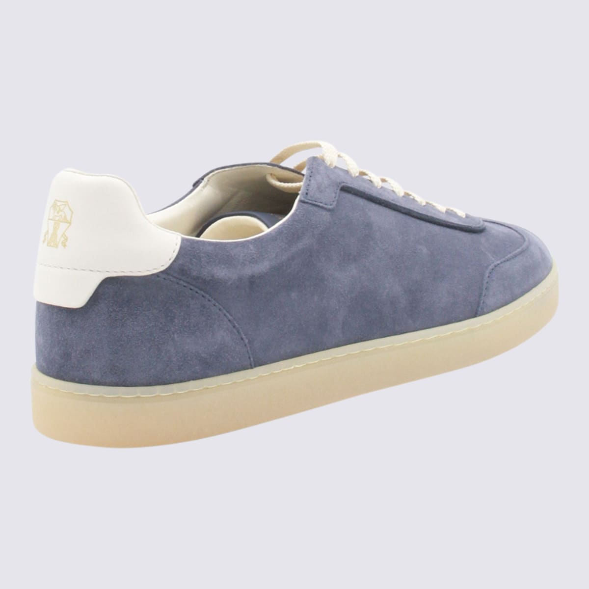 Brunello Cucinelli Leather-trimmed Suede Sneakers In Blue