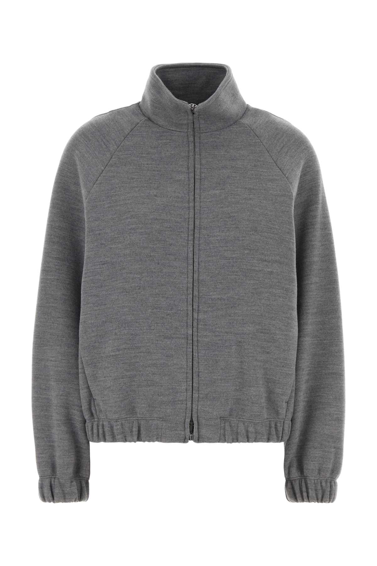 Max Mara Melange Grey Wool Blend Frine Oversize Sweatshirt In Gray