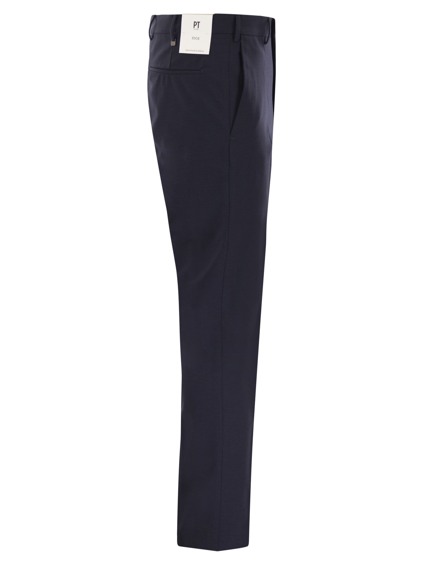 Pt Torino Dieci Stretch Virgin Wool Trousers In Blue