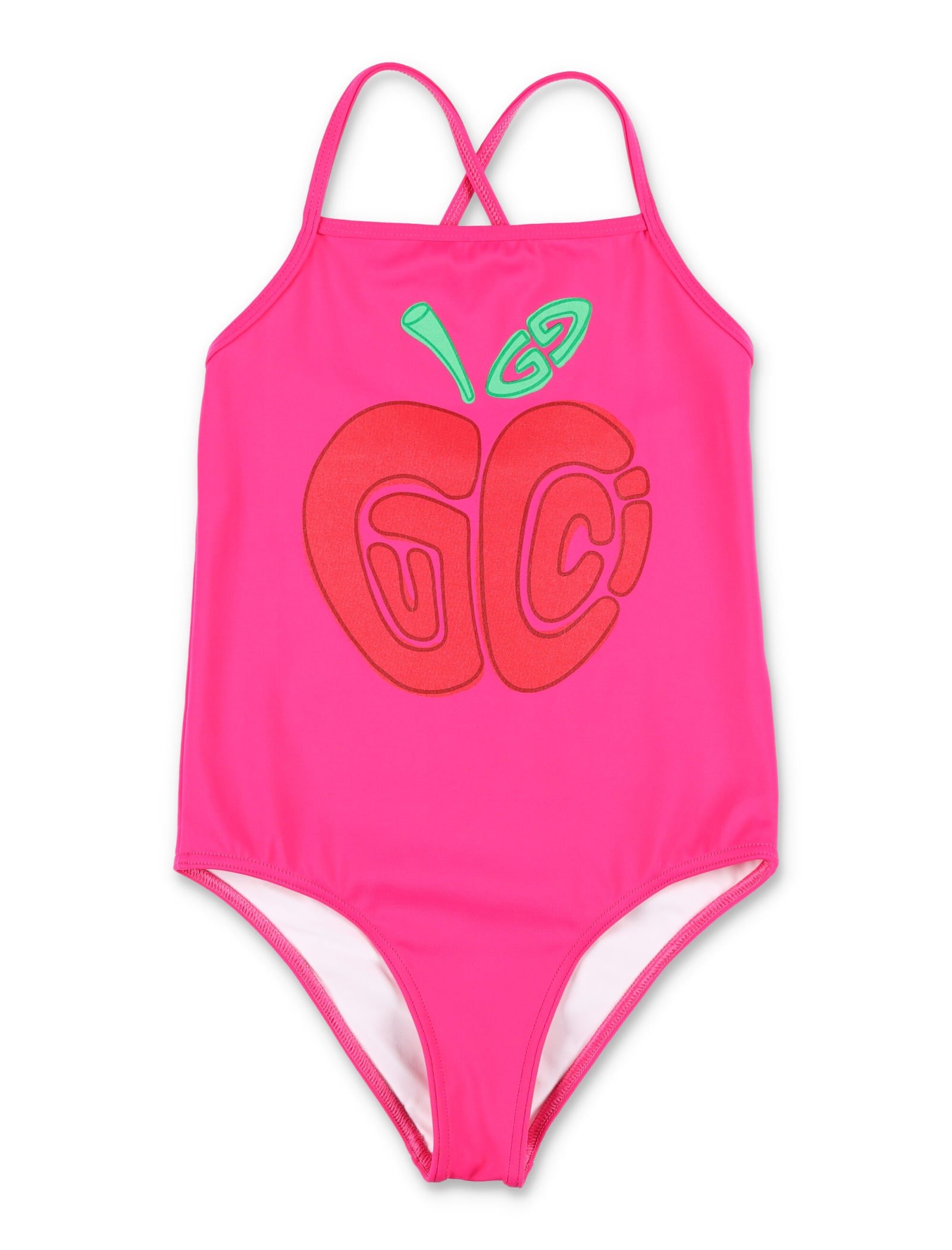 Shop Gucci Gg Apple Swimsuit In Fuchsia