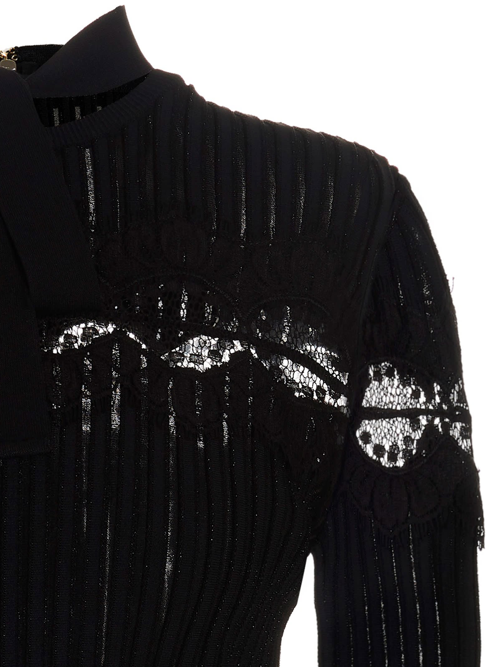 Shop Elie Saab Bow Lace Sweater Top In Black