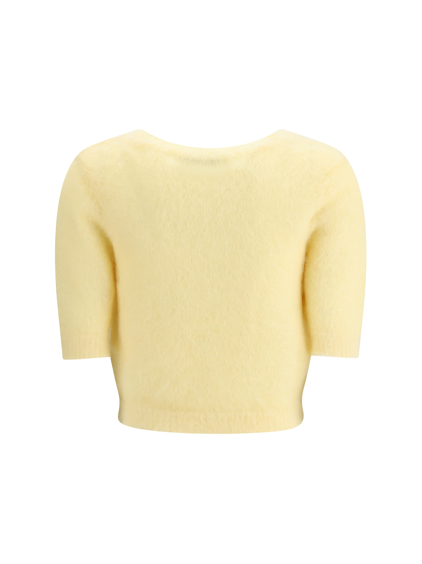 Alessandra Rich Women Short Sleeve Mohair Sweater In Yellow