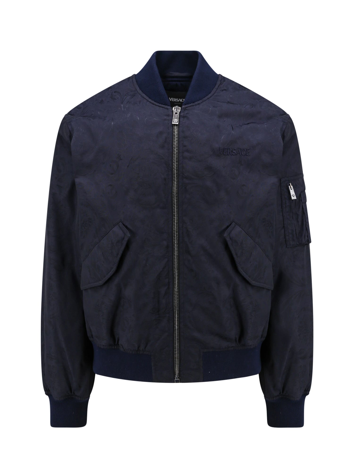 Versace Barocco Techno Jacquard Jacket In Blue