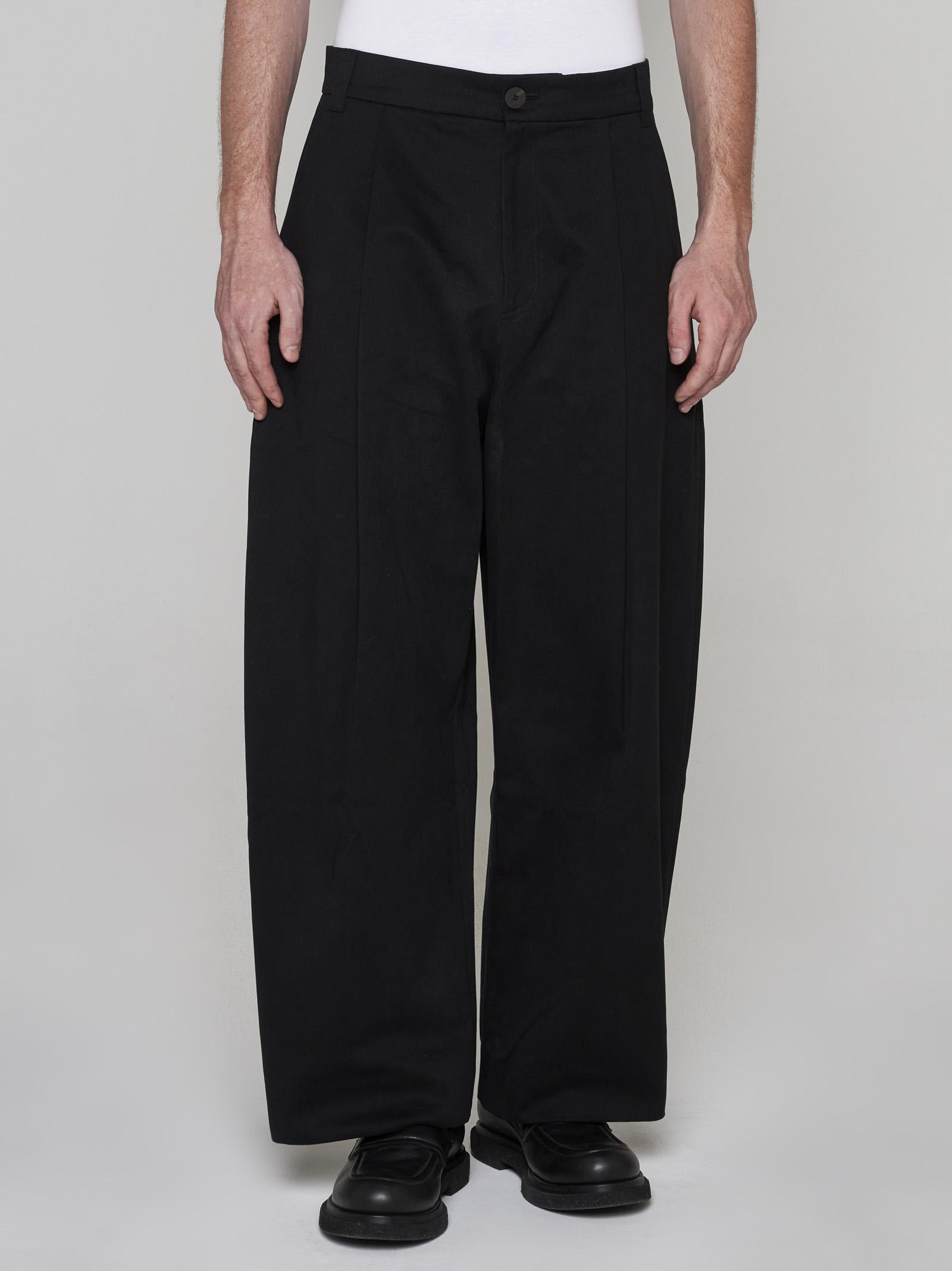 Shop Studio Nicholson Sorte Cotton Trousers In Black