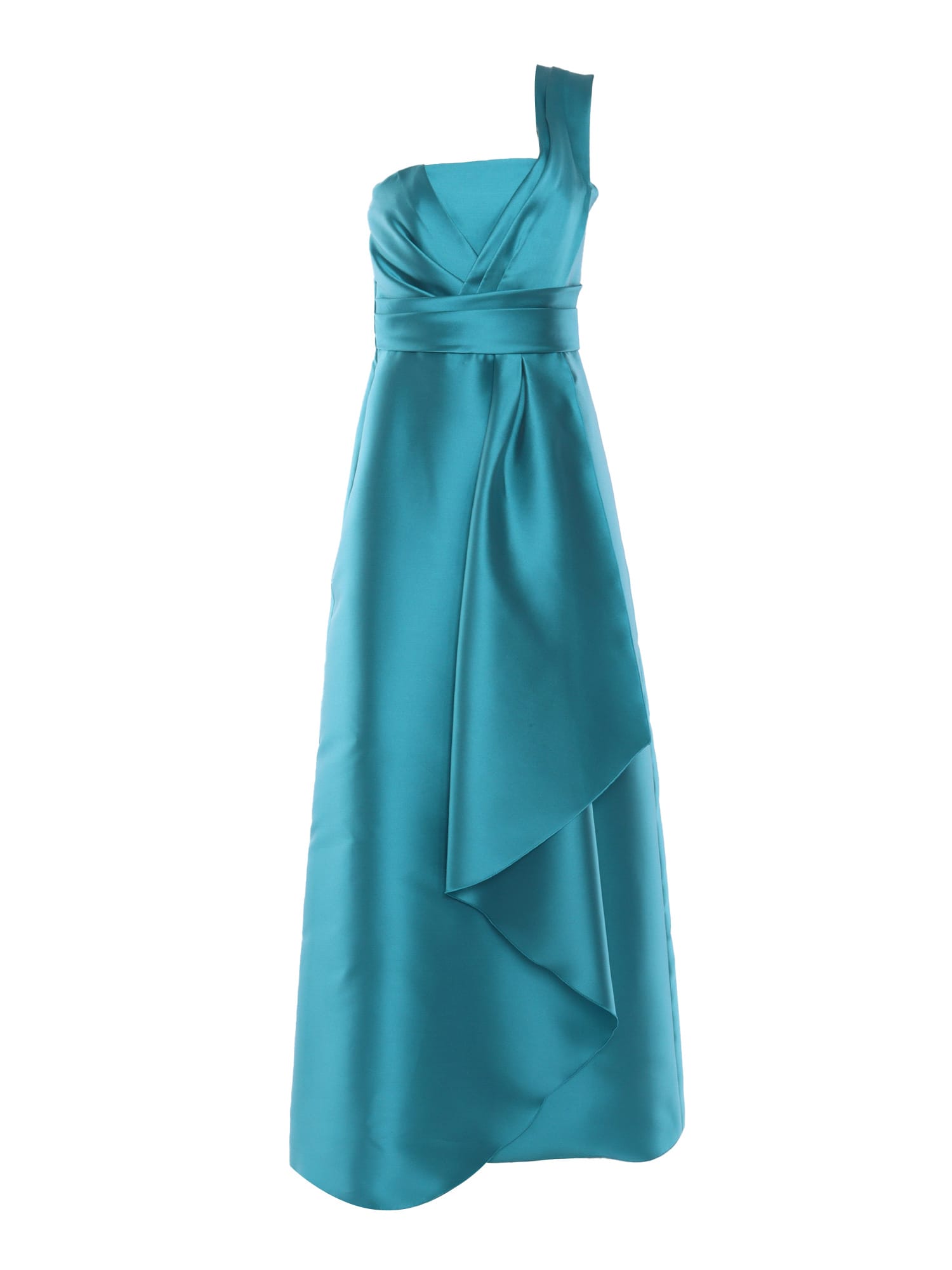 Shop Alberta Ferretti Long Turquoise Dress In Multicolor