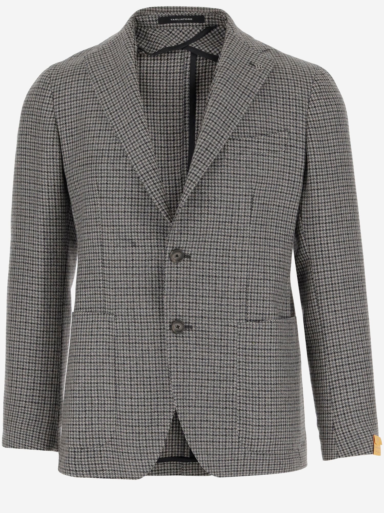 Single-breasted Wool Jacket With Houndstooth Pattern