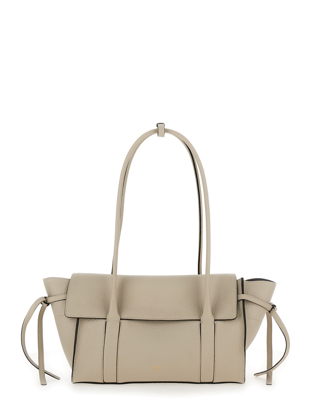 Shop Mulberry Small Bayswater White Shoulder Bag With Laminated Logo In Leather Woman