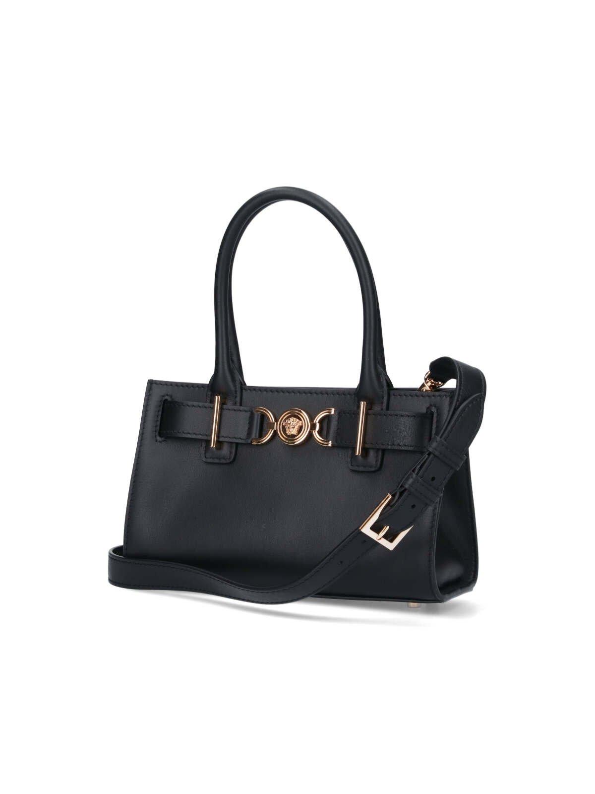 Shop Versace Medusa 95 Small Top Handle Bag In Black