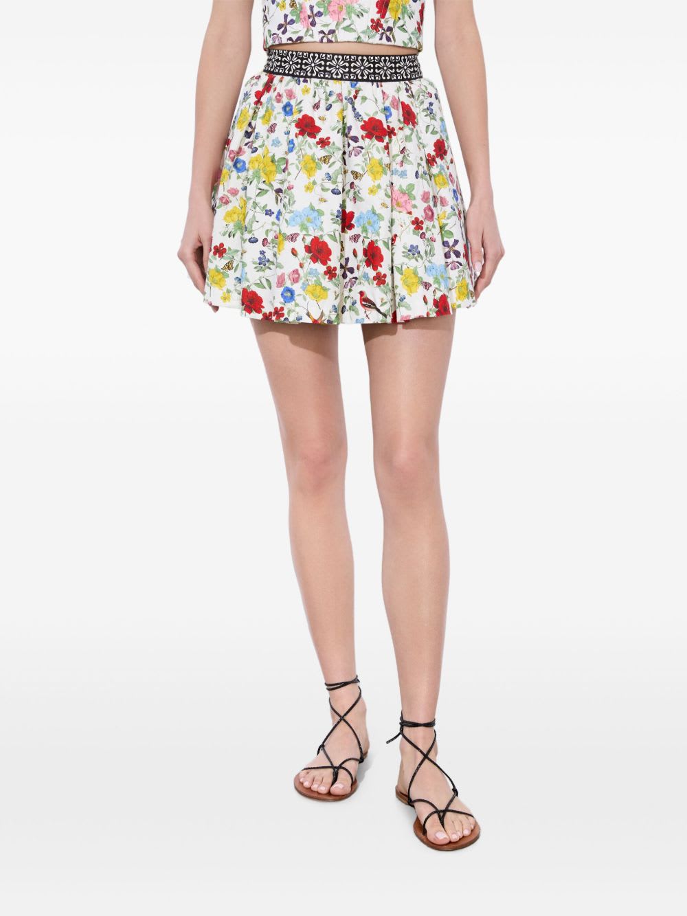 Alice And Olivia Haven Lin And Cotton Mini Skirt In White