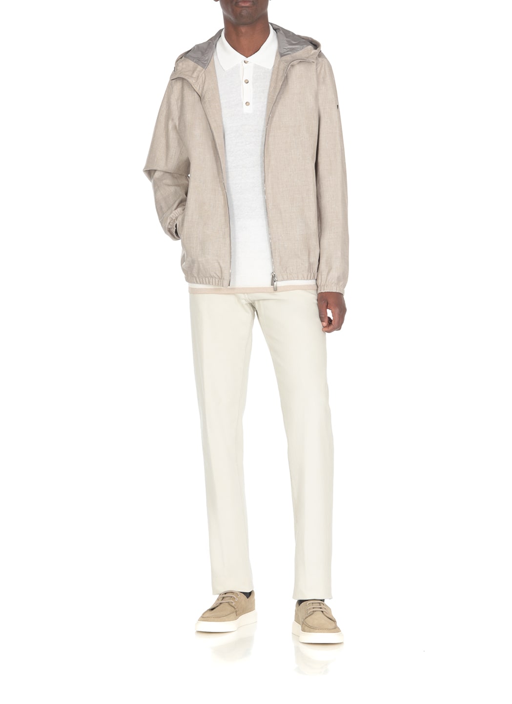 Shop Peserico Jacket With Logo In Beige
